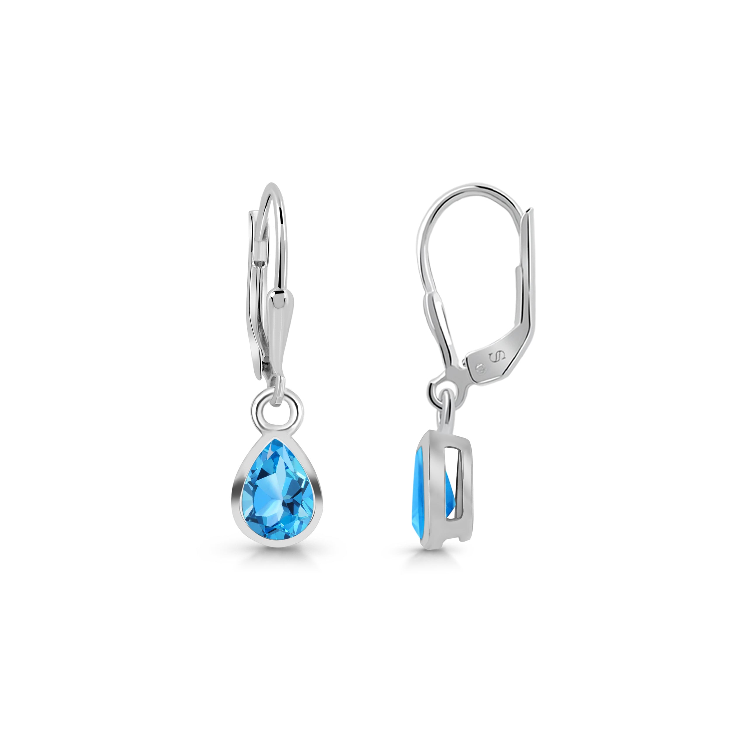 Premium Swiss Blue Topaz Leverback Earrings - Ultimate Elegance