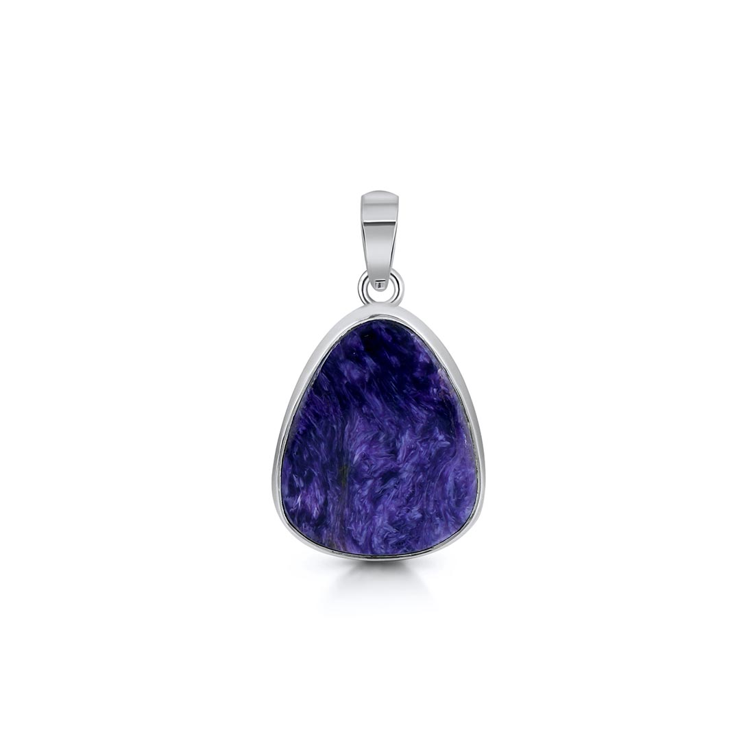 Premium Charoite Silver Pendant - Elegant Purple Statement Jewelry