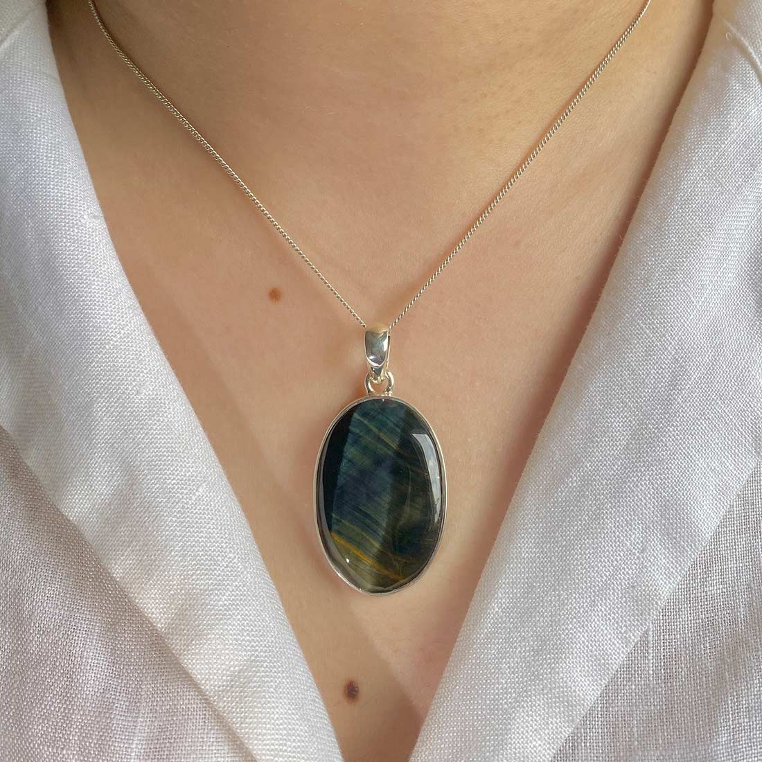 Premium Blue Tiger Eye Pendant - Ultimate Elegance (BTE-P-3)