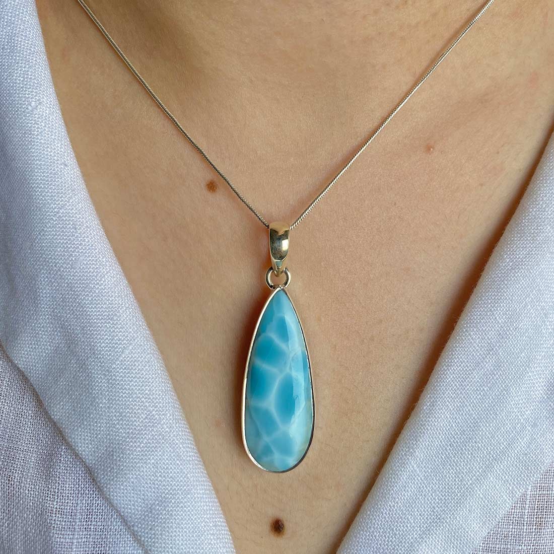 Premium Larimar Healing Pendant - LAR-P-42