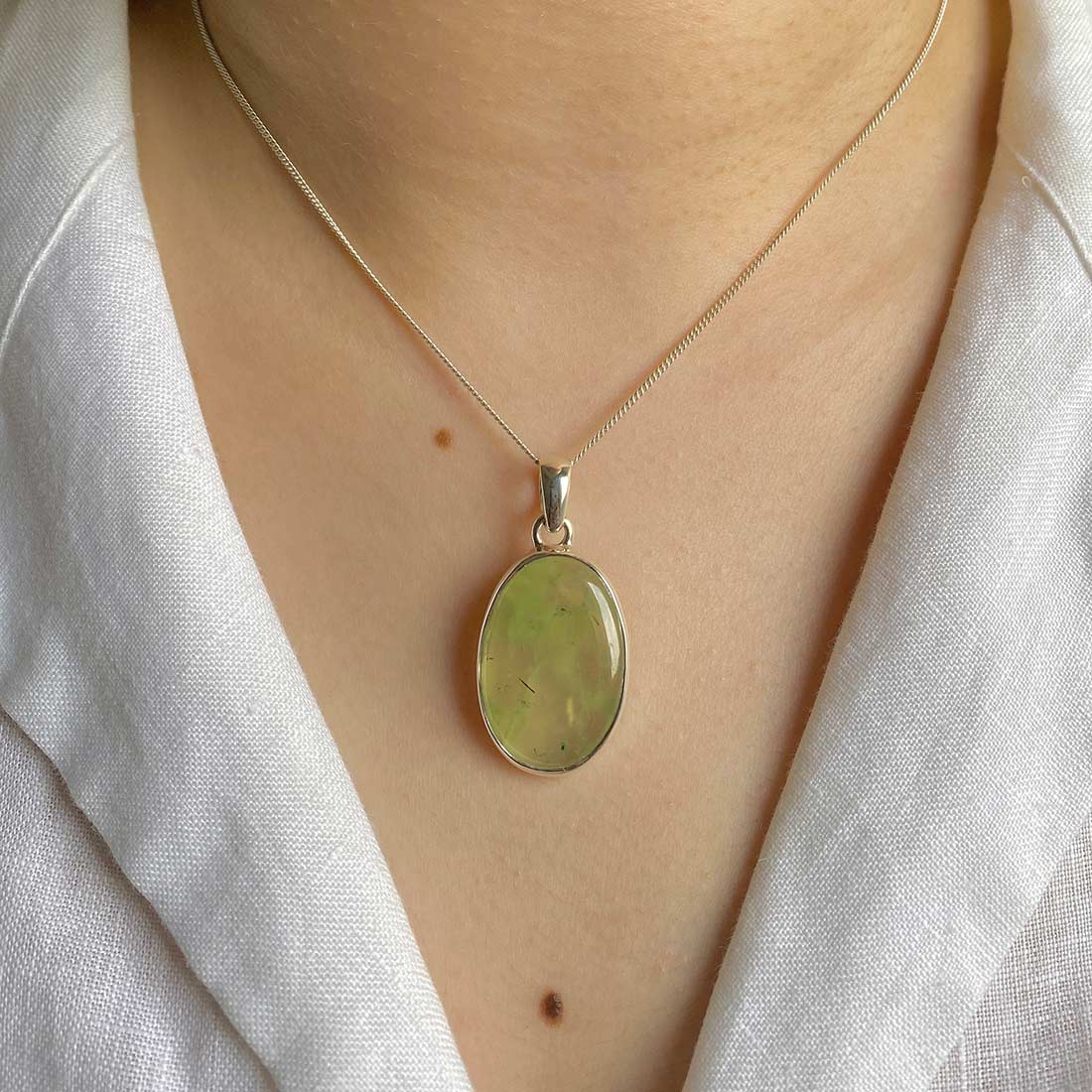 Premium Prehnite Pendant - Elegant Green Statement Piece (PRN-P-15)