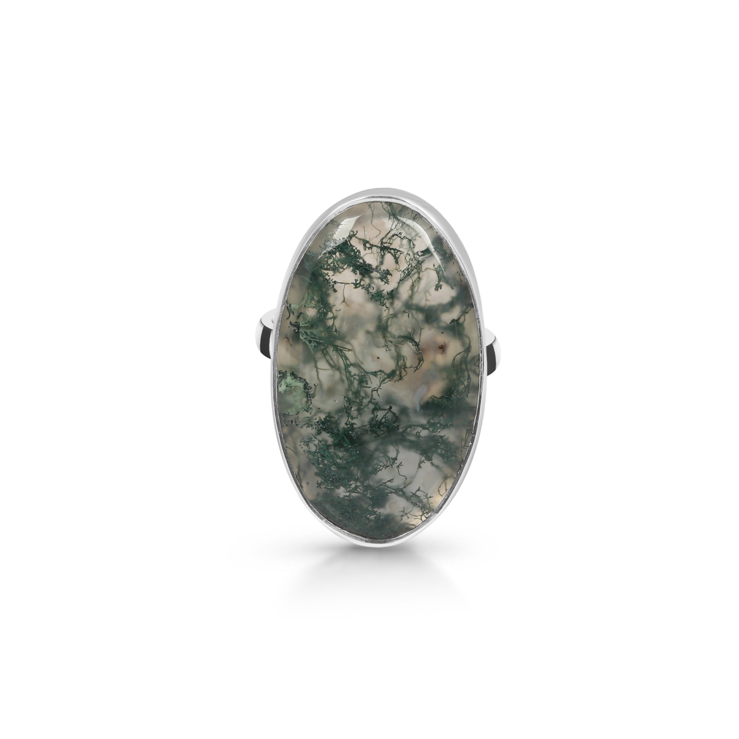 Premium Moss Agate Adjustable Ring - Elegant Statement Jewelry