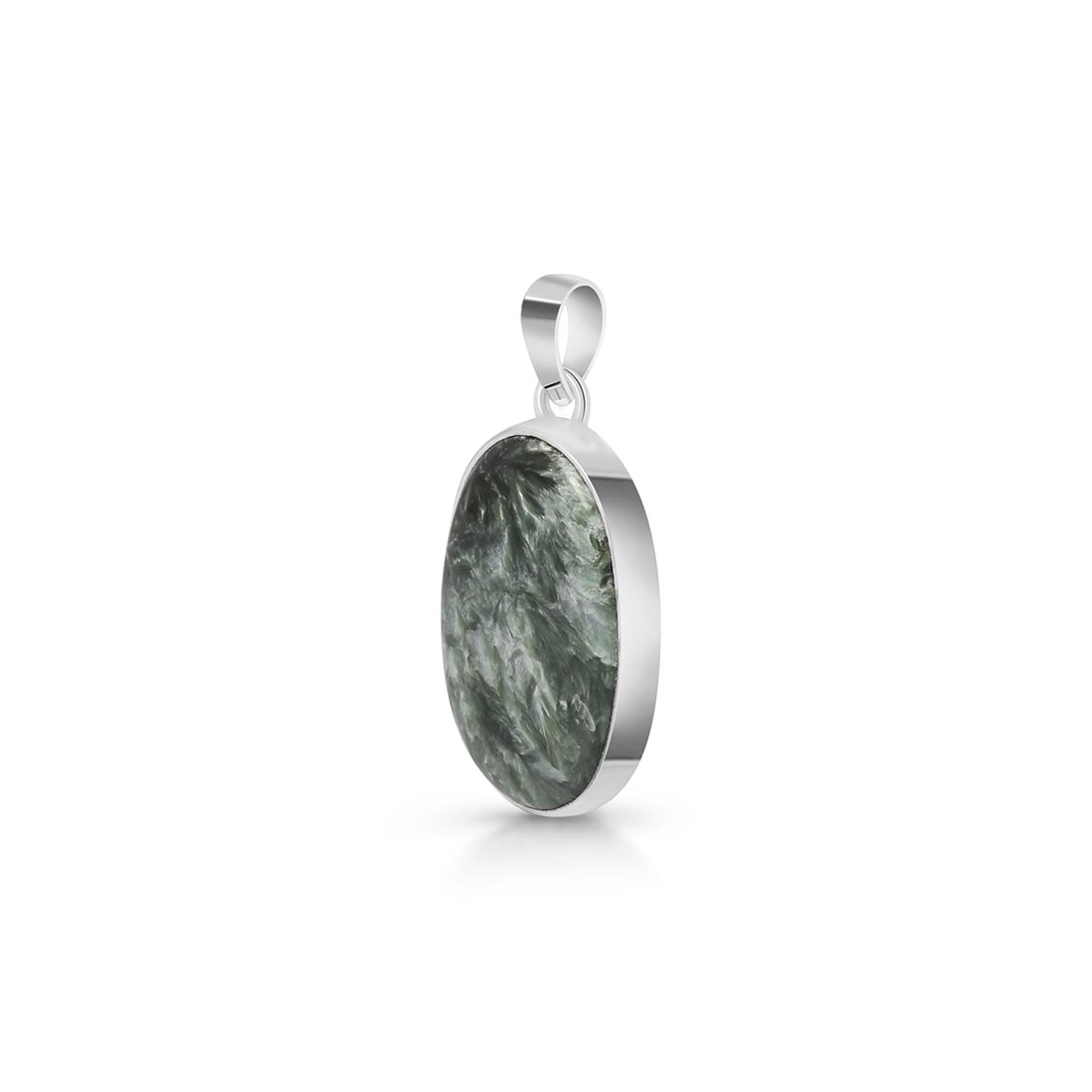 Premium Seraphinite Silver Pendant - Elegant Statement Jewelry