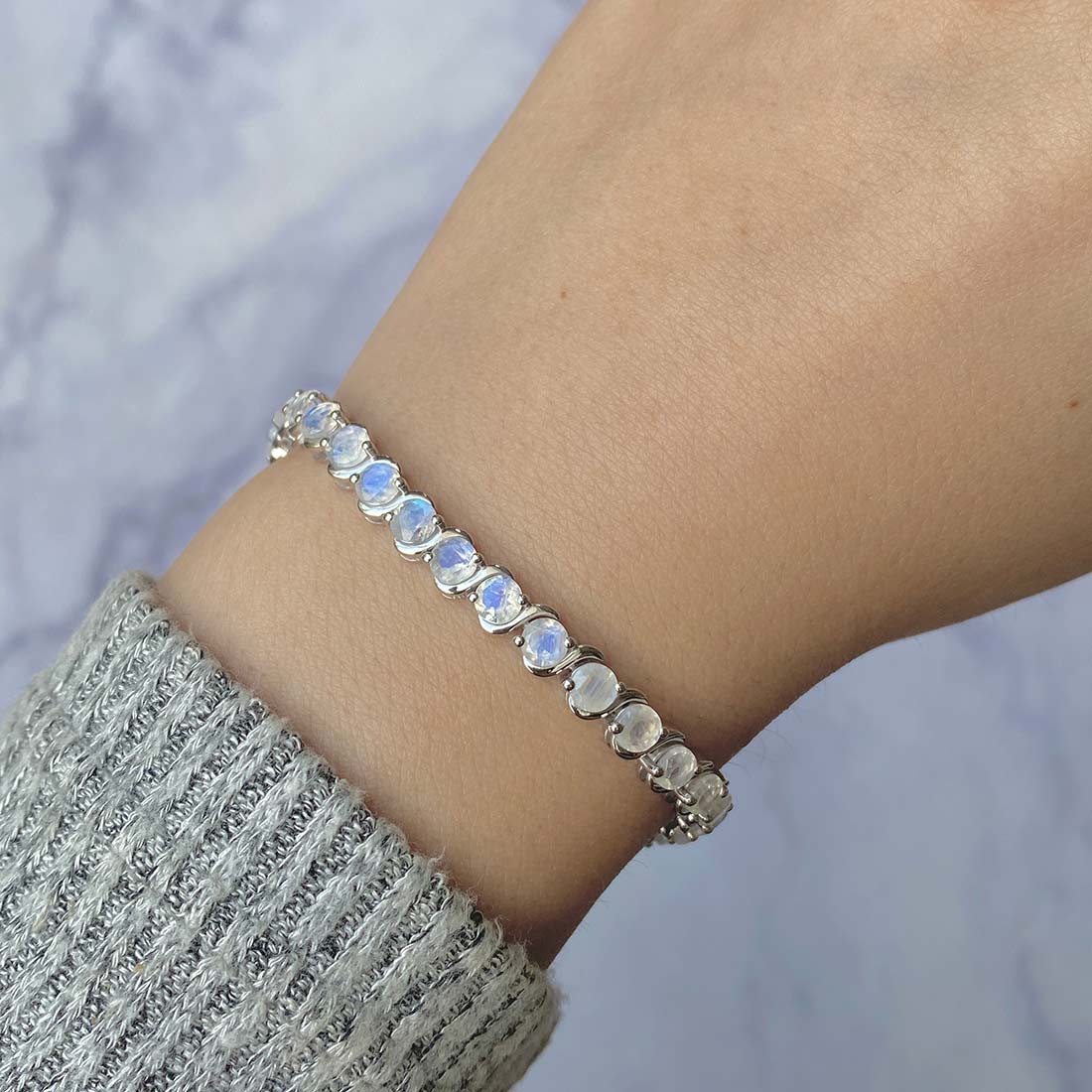 Premium Moonstone Bracelet - Elegant Silver Jewelry (RBM-SB-173)