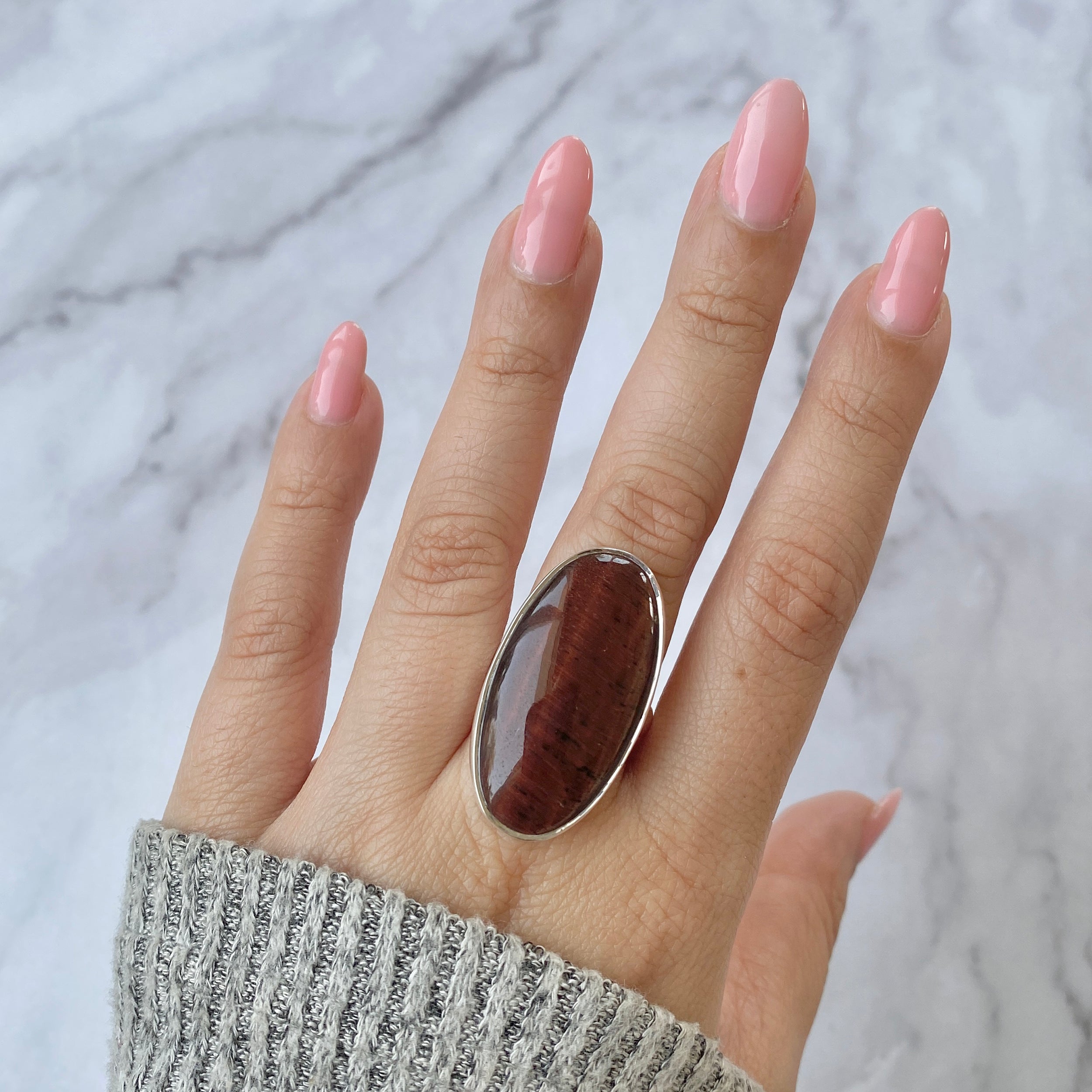 Premium Red Tiger Eye Adjustable Ring - Bold Statement Jewelry