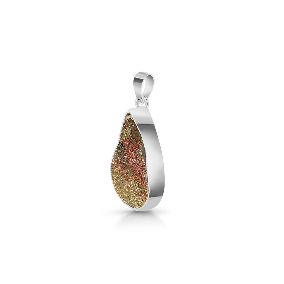 Ultimate Spectropyrite Druzy Pendant - Elegant Silver Statement Jewelry