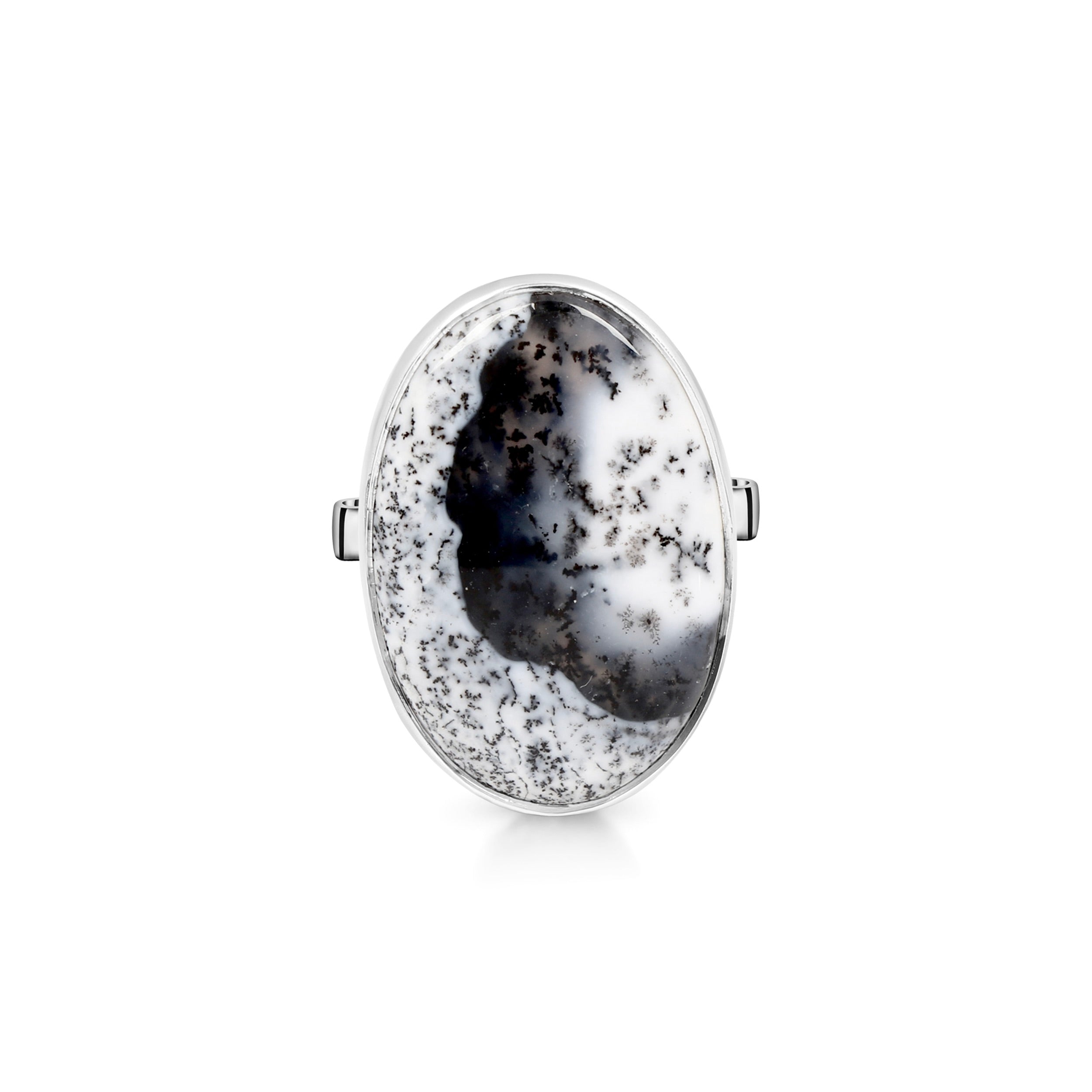 Premium Dendritic Agate Statement Ring - Elegant 925 Sterling Silver