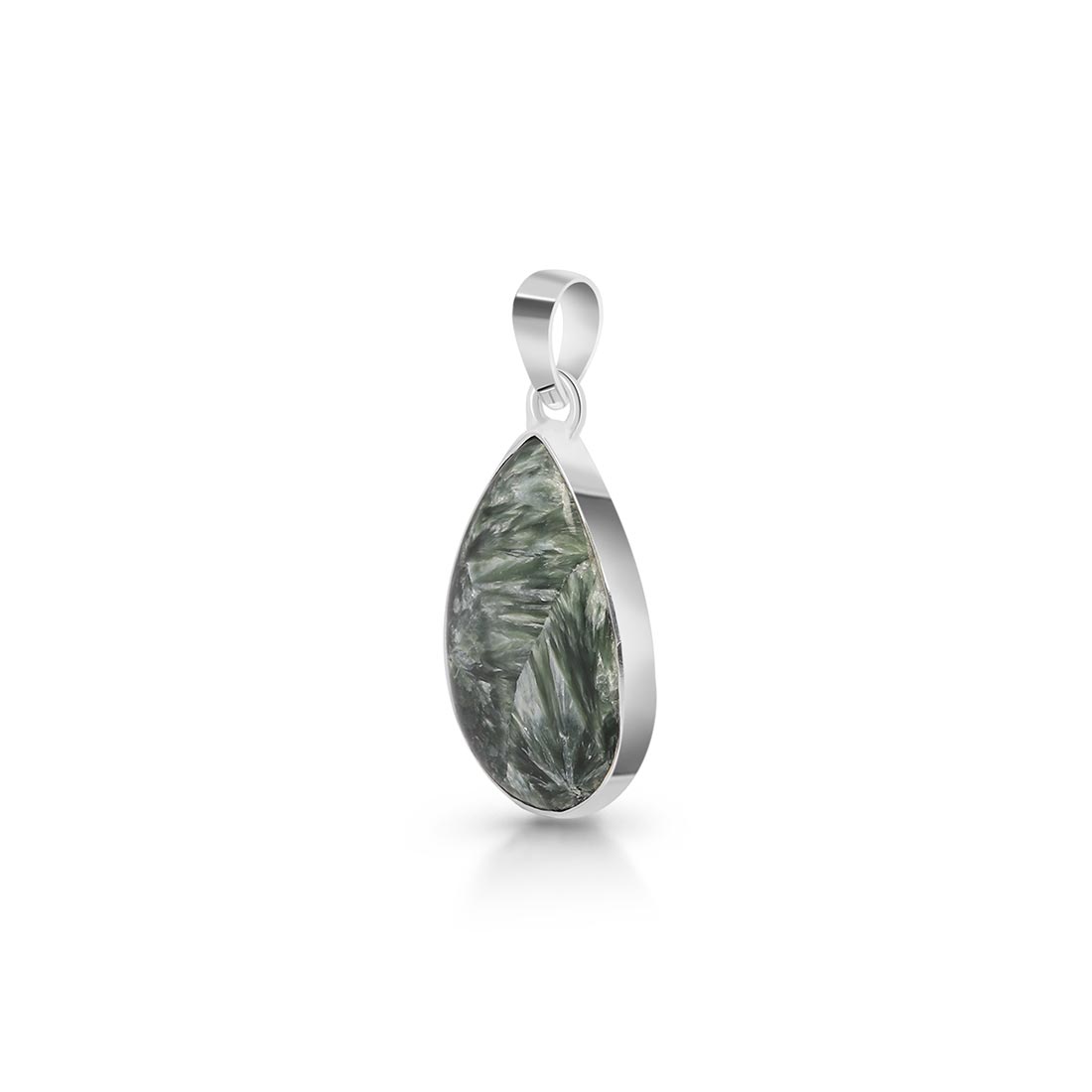 Premium Seraphinite Pendant - Elegant 925 Sterling Silver Jewelry