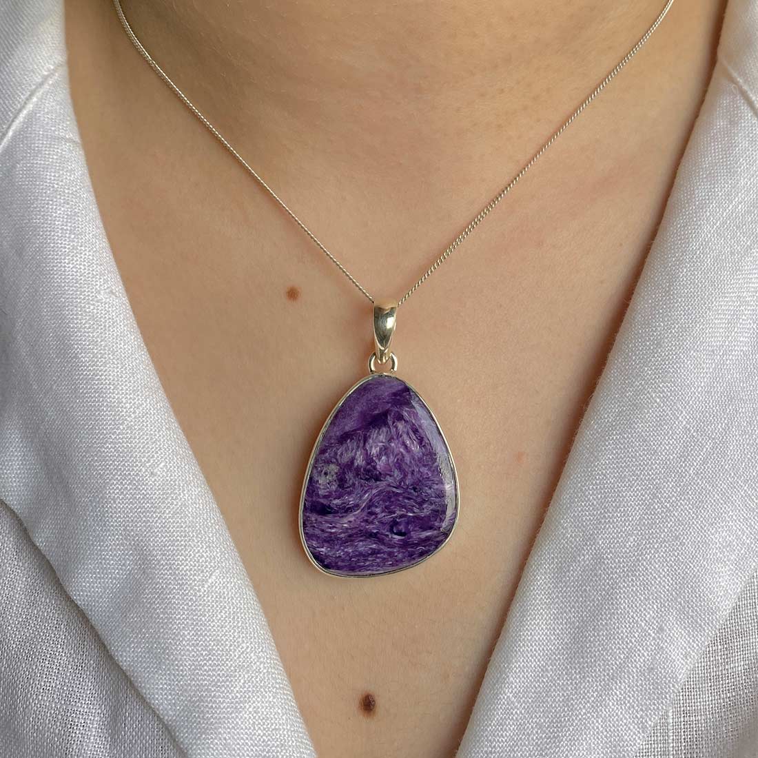 Premium Charoite Statement Pendant - Elegant Purple Gemstone Jewelry