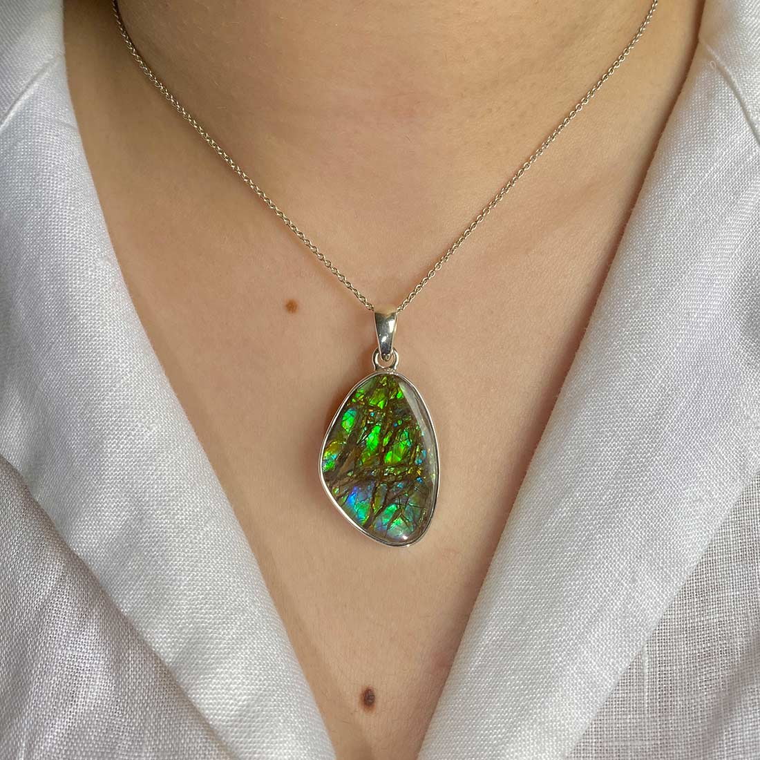 Premium Ammolite Pendant - Ultimate Style Statement (AML-P-32)