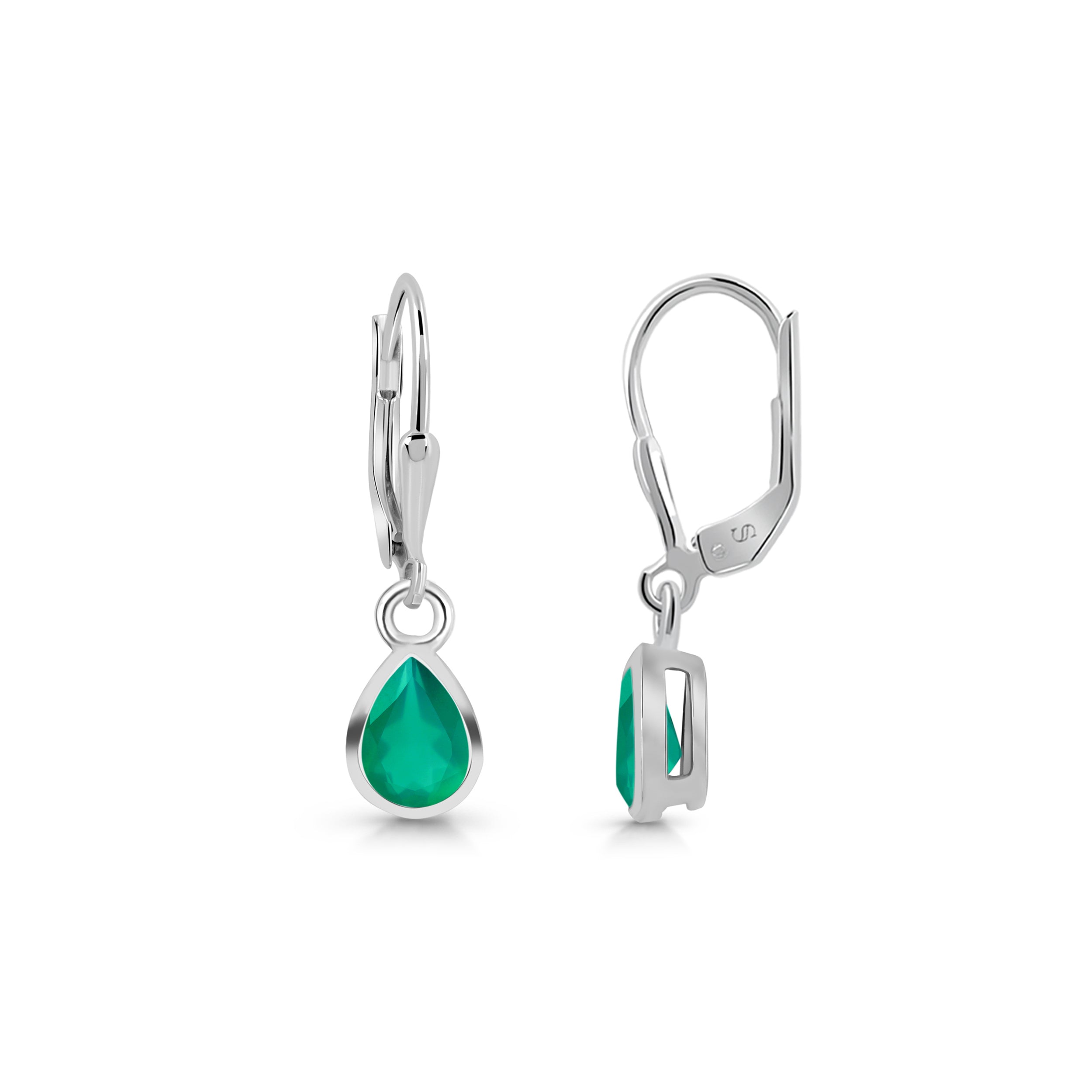 Premium Green Onyx Leverback Earrings - Elegant & Versatile