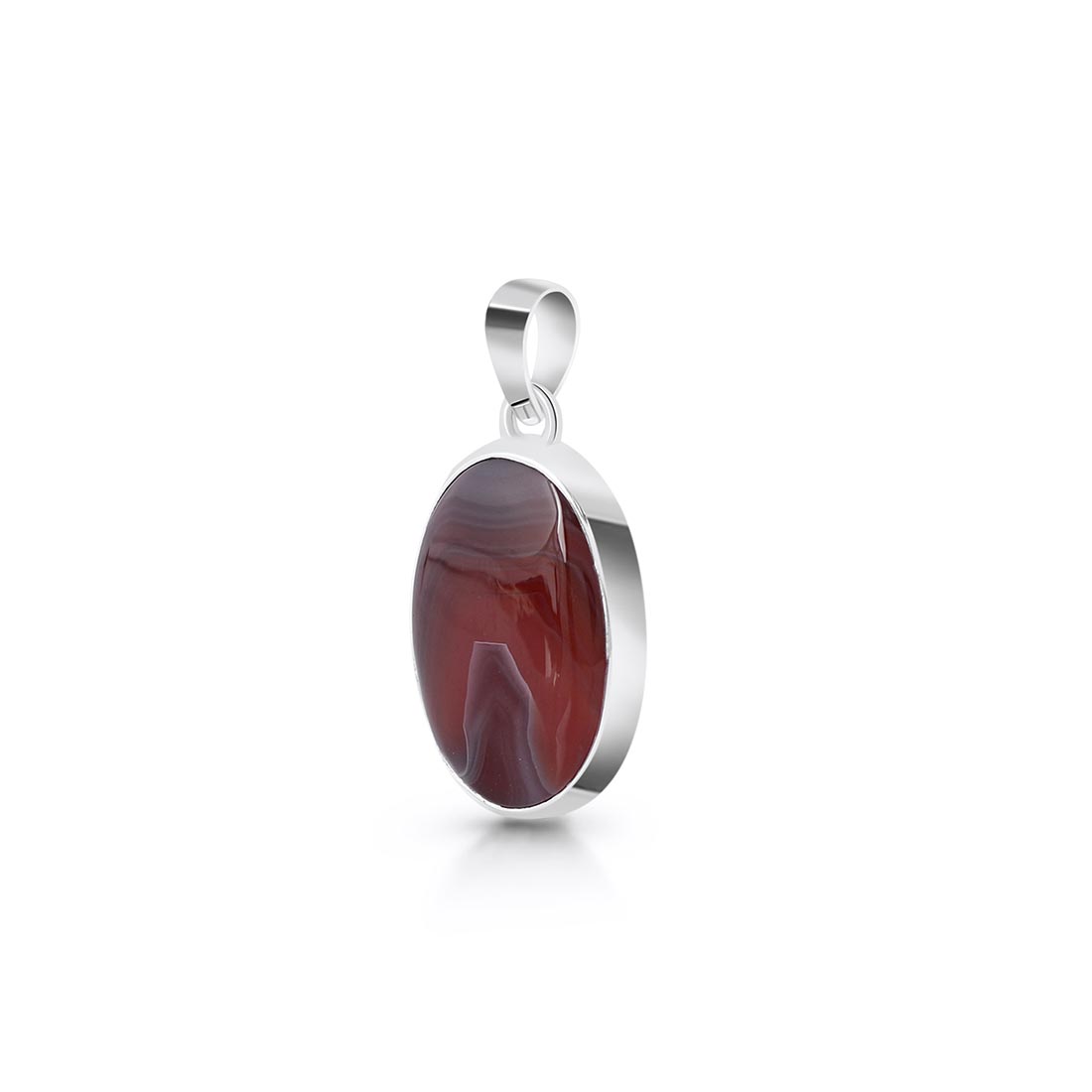 Premium Botswana Agate Silver Pendant - Elegant Healing Jewelry