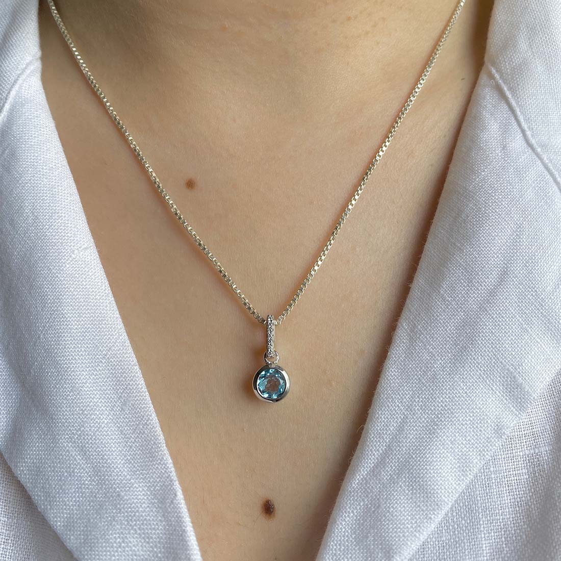 Premium Swiss Blue Topaz Pendant - Elegant & Protective Jewelry