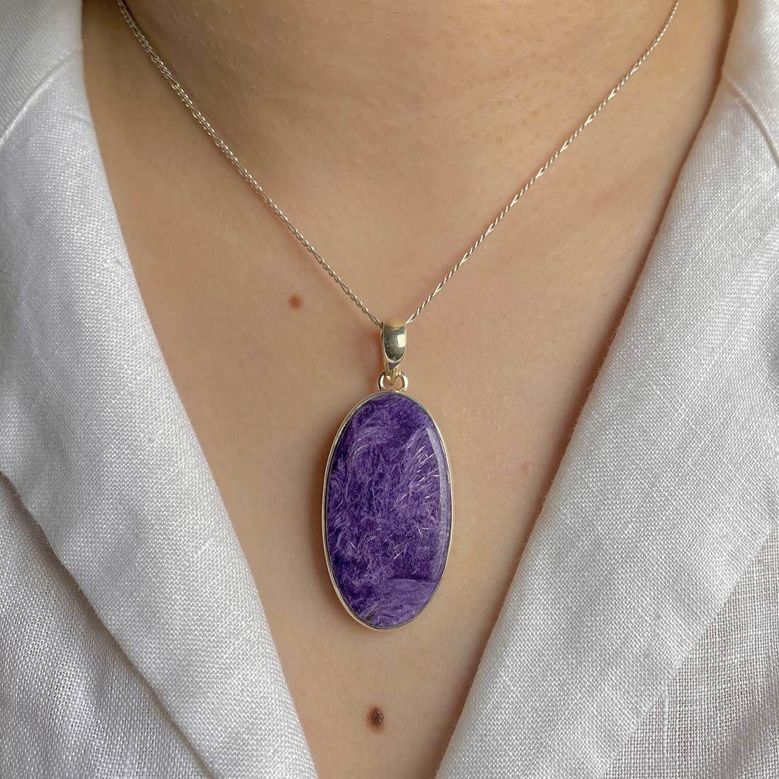 Premium Charoite Pendant - Elegant Purple Statement Jewelry