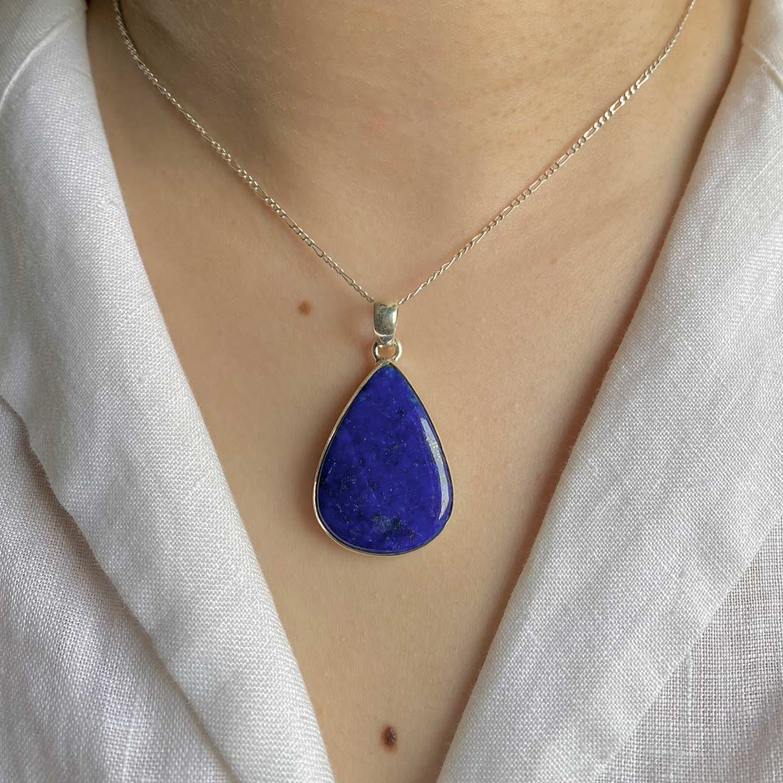 Premium Lapis Statement Pendant - Elegant 925 Silver Design