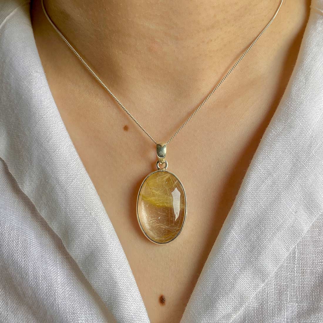 Premium Golden Rutile Statement Pendant - GDR-P-18