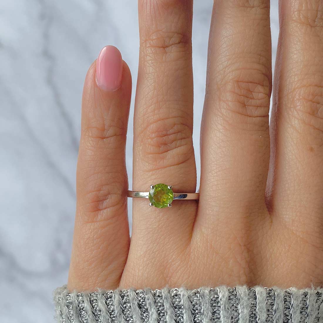 Premium Peridot Ring - Elegant Sterling Silver Jewelry (PER-SR-236)