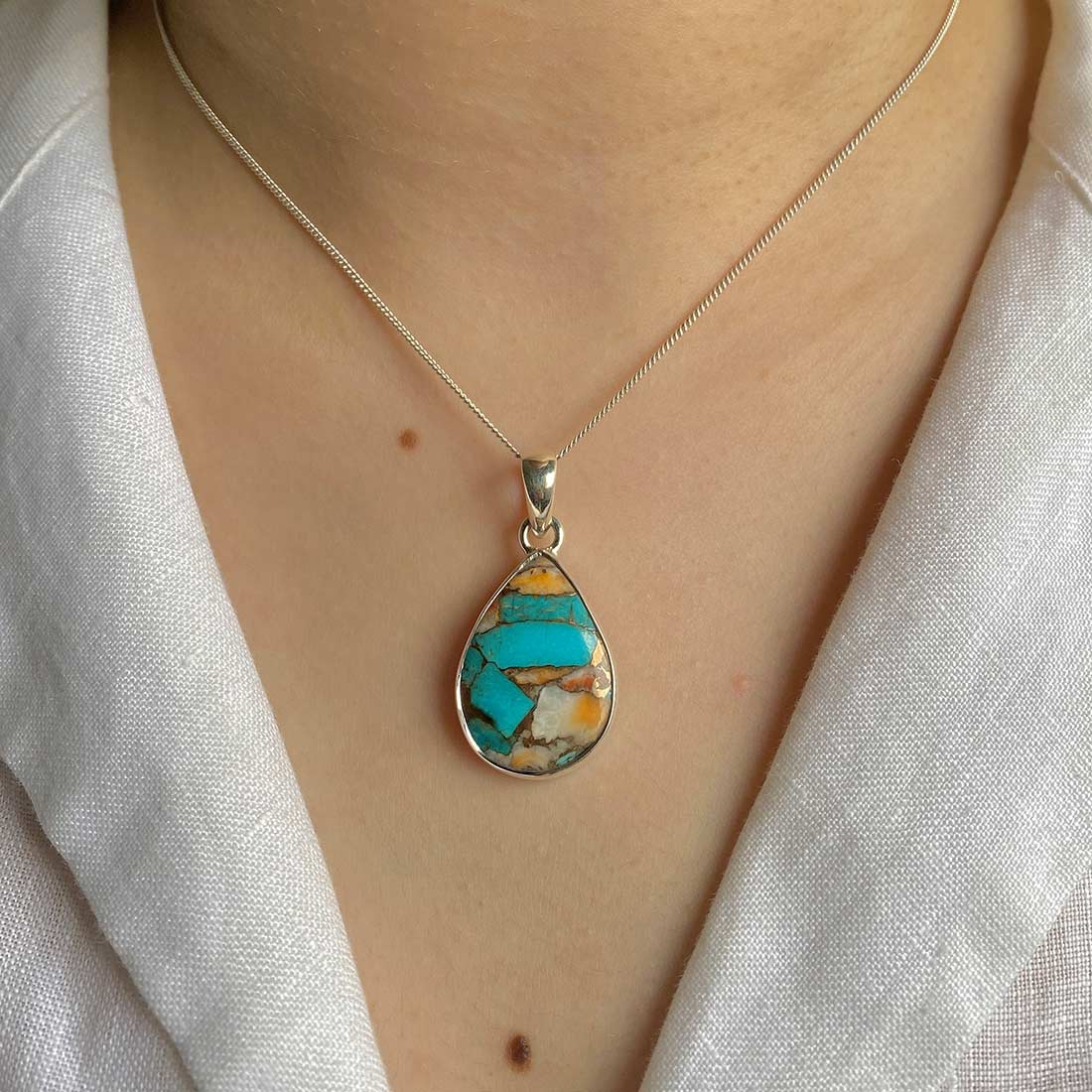 Premium Spiny Oyster Turquoise Statement Pendant - Sagacia Jewelry