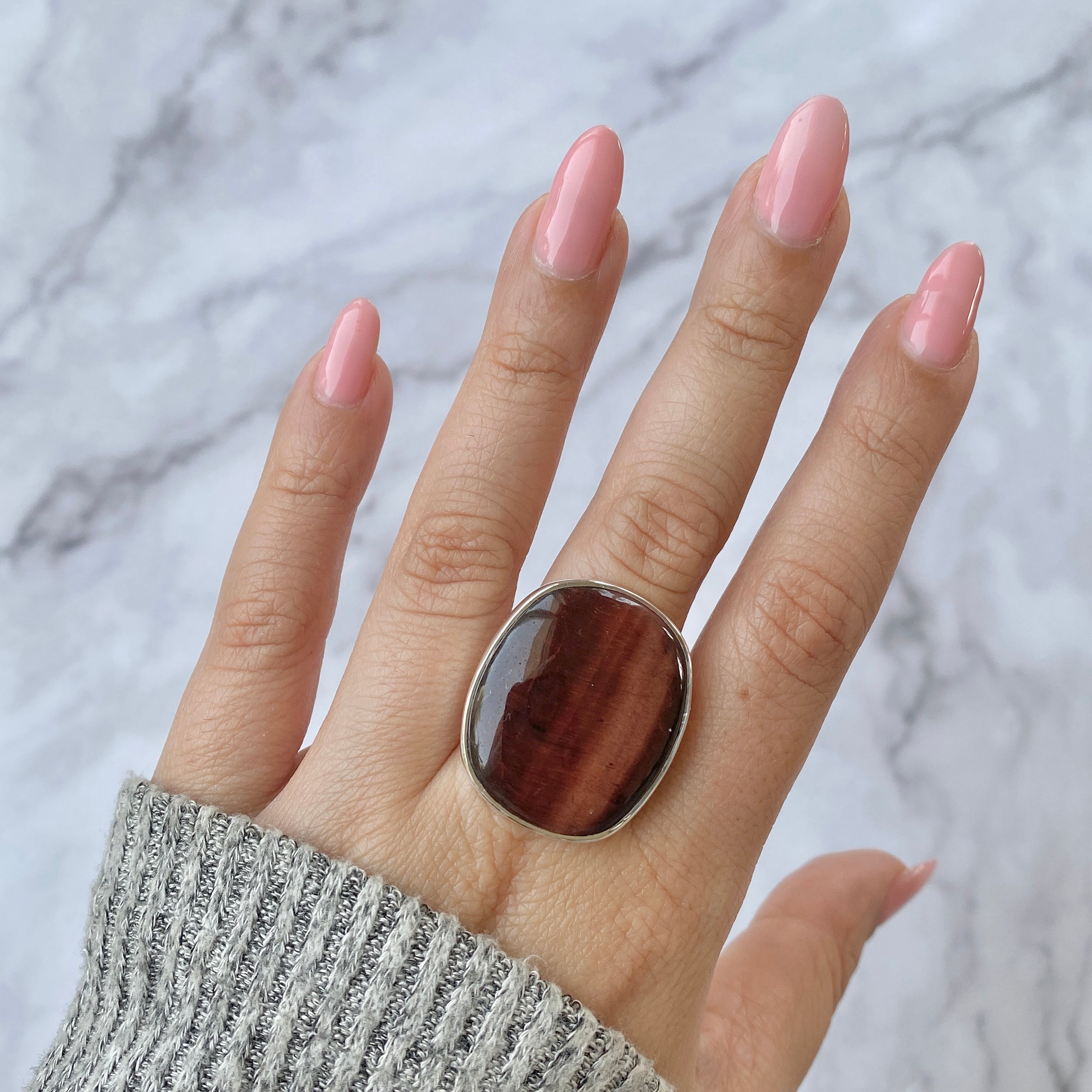Premium Red Tiger Eye Adjustable Ring - Bold & Authentic