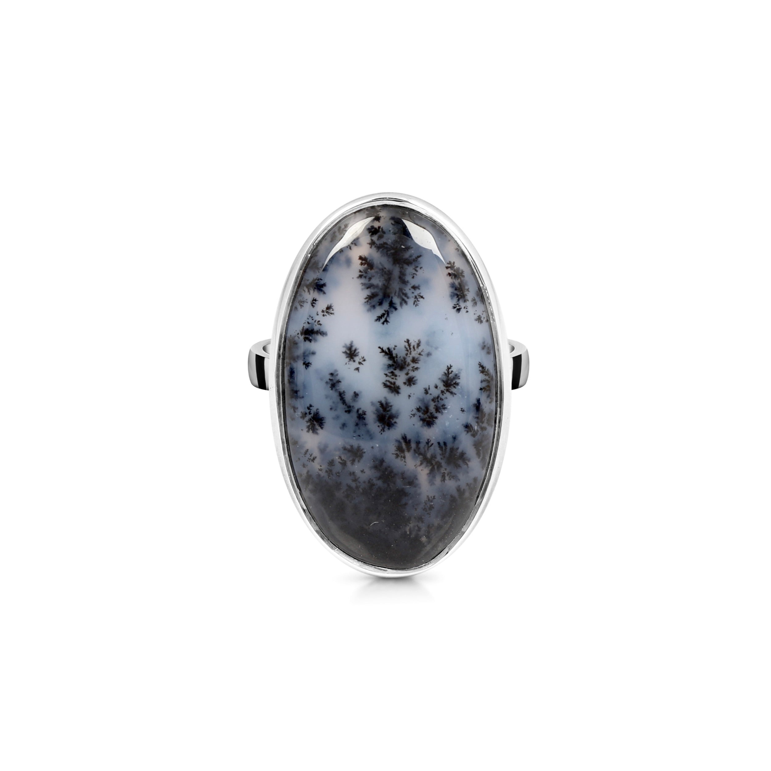 Premium Dendritic Agate Adjustable Ring - Elegant Statement Piece (DDA-R-35)