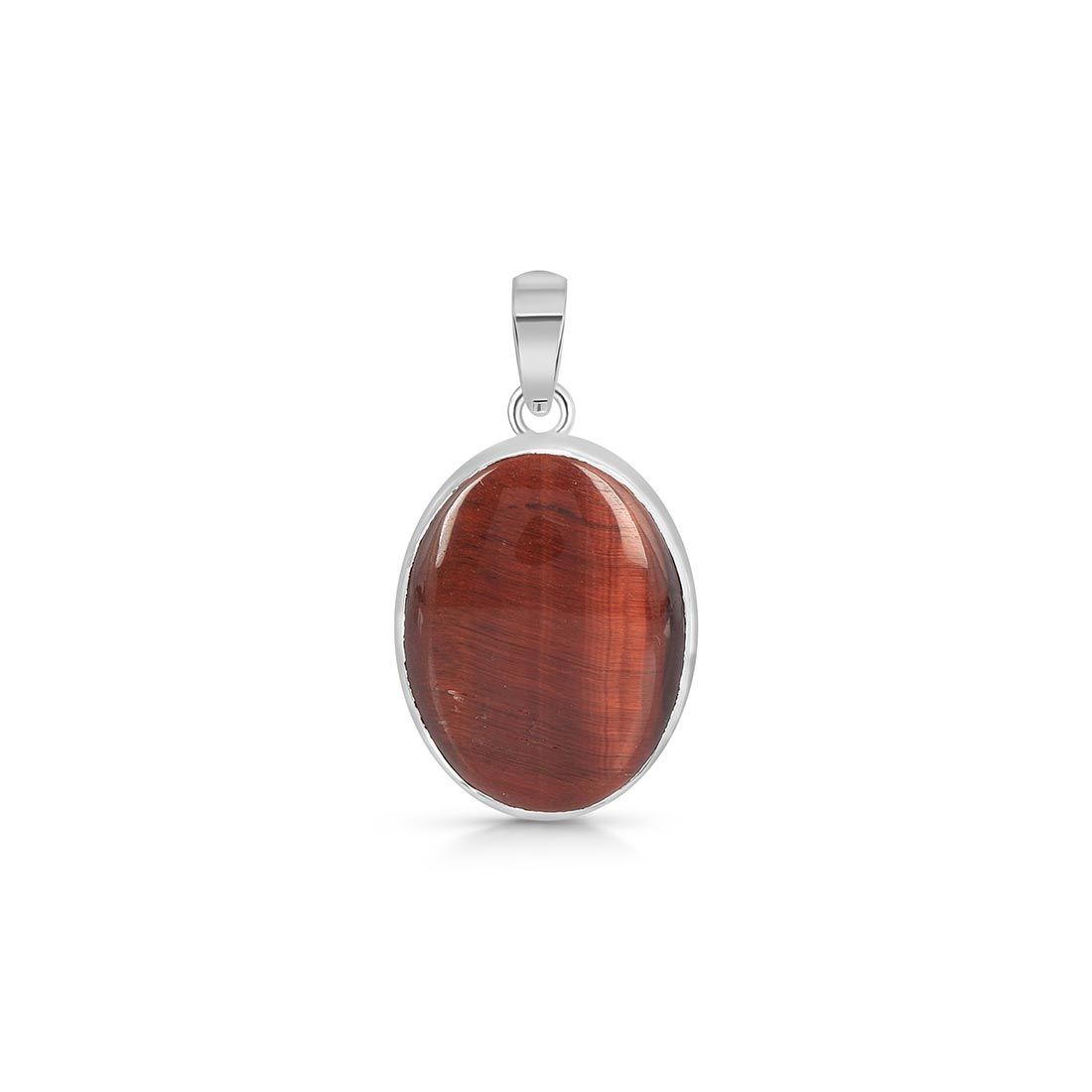 Premium Red Tiger Eye Pendant - 925 Sterling Silver | RTE-P-11