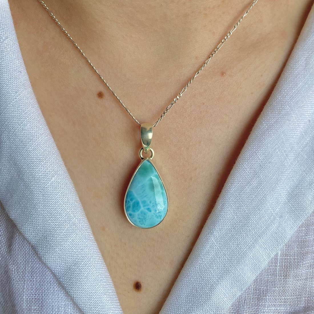 Premium Larimar Pendant - Ultimate Healing Jewelry (LAR-P-41)