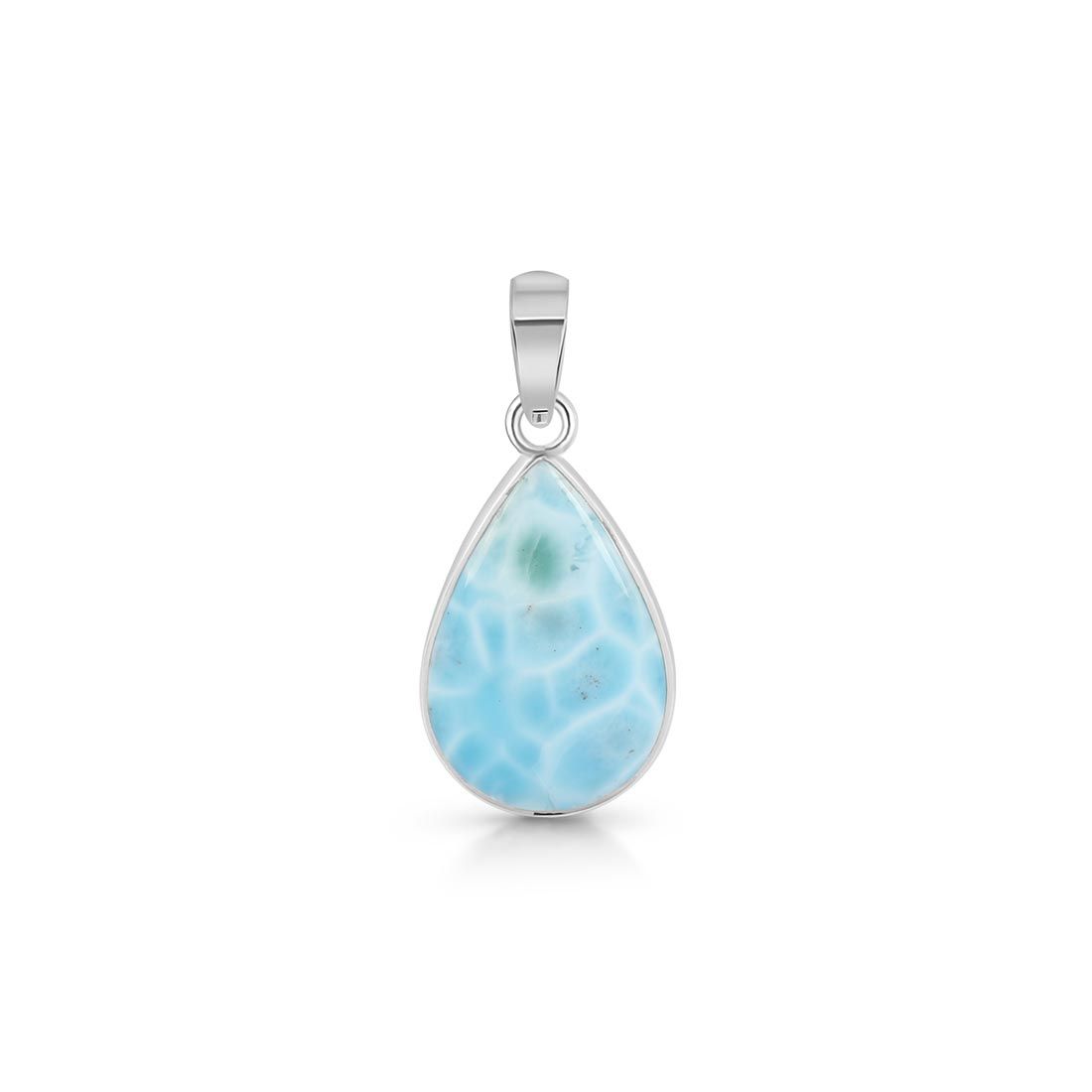 Premium Larimar Healing Pendant - 925 Sterling Silver (LAR-P-26)