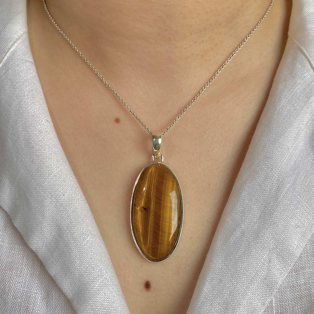 Premium Tiger Eye Statement Pendant - 925 Sterling Silver (TGE-P-29)