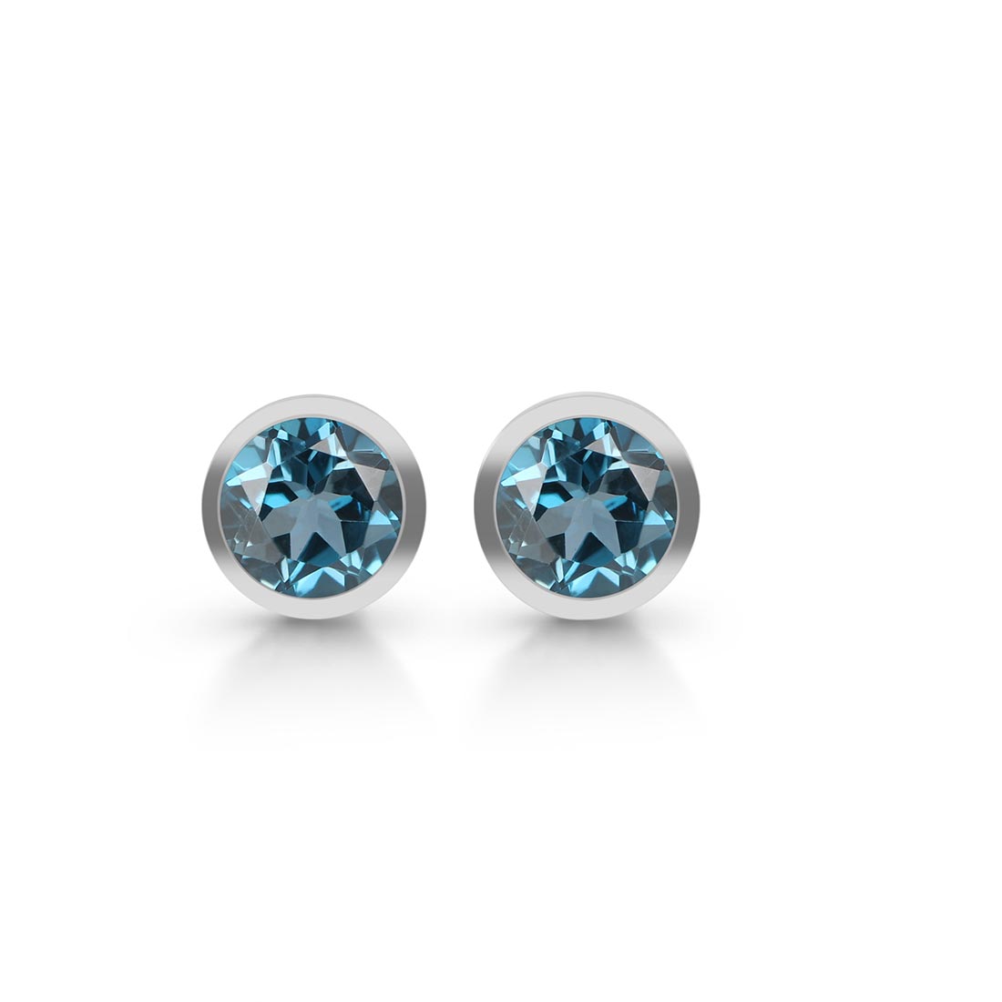 Premium London Blue Topaz Stud Earrings - Ultimate Elegance