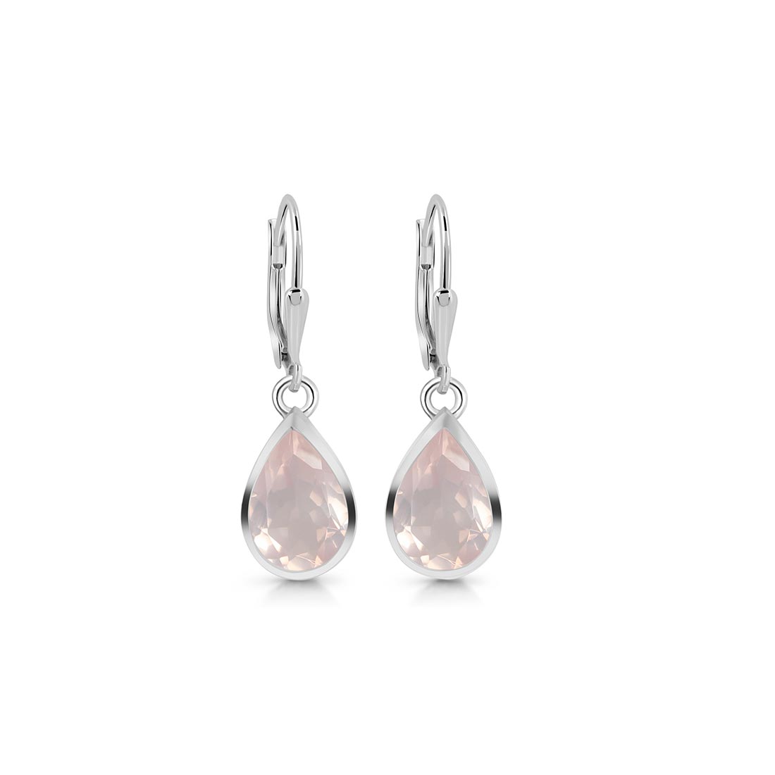 Premium Rose Quartz Leverback Earrings - Ultimate Elegance (RSQ-SE-707)