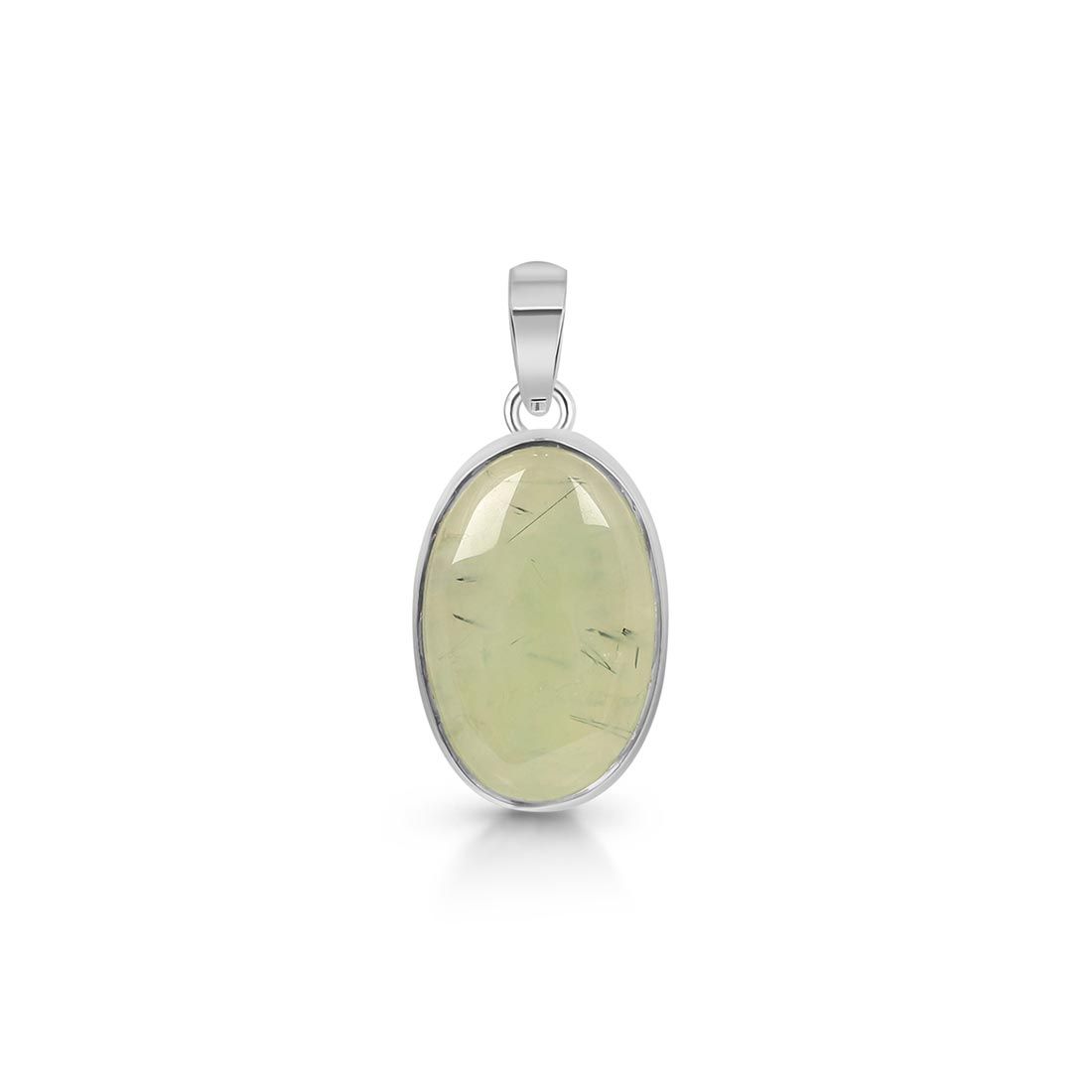 Premium Prehnite Pendant - Elegant 925 Sterling Silver Jewelry (PRN-P-18)