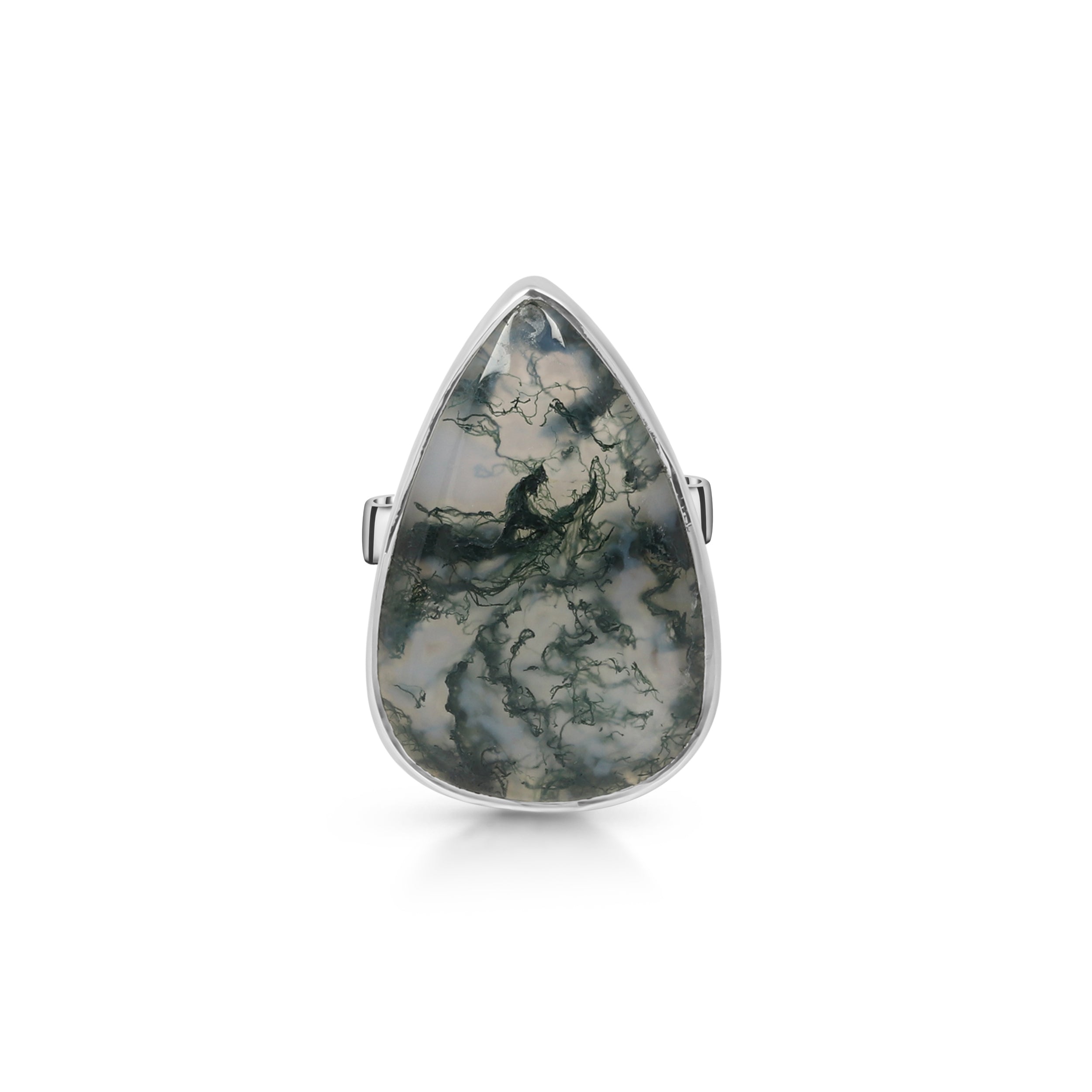 Premium Moss Agate Adjustable Ring - Elegant Statement Piece (MOA-R-5)