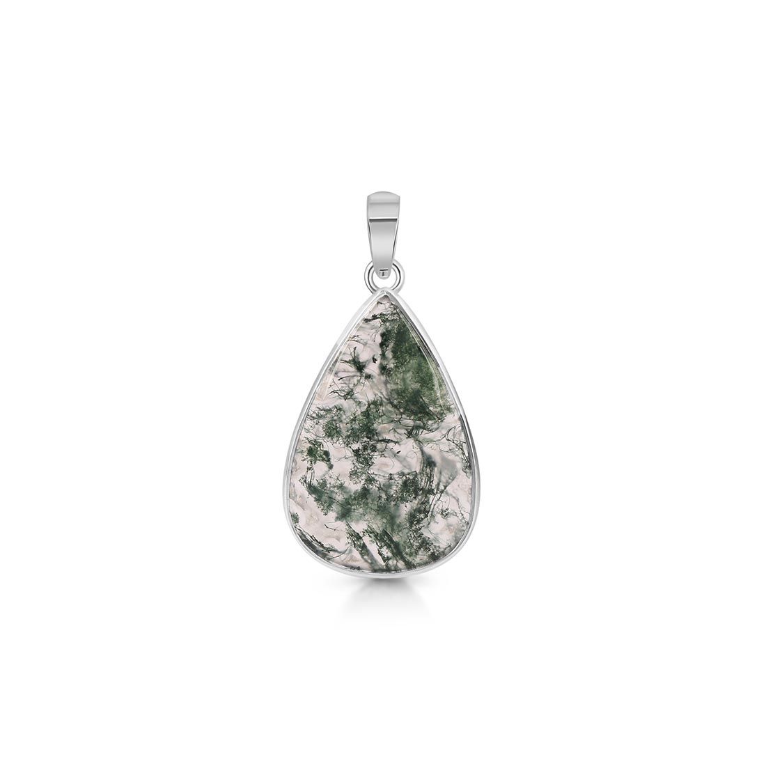 Premium Moss Agate Pendant - Elegant Green Statement Jewelry