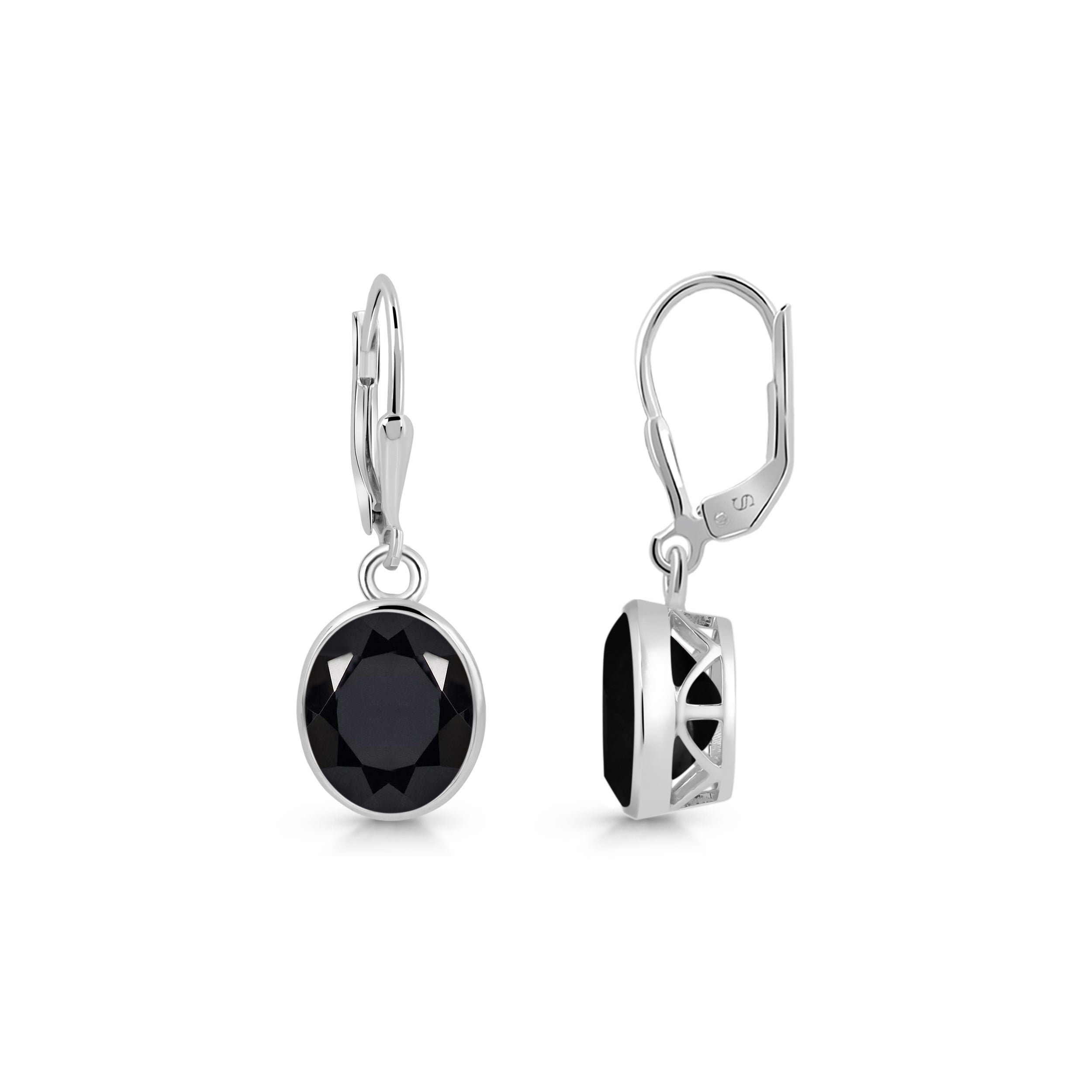 Premium Black Tourmaline Leverback Earrings - Elegant & Protective