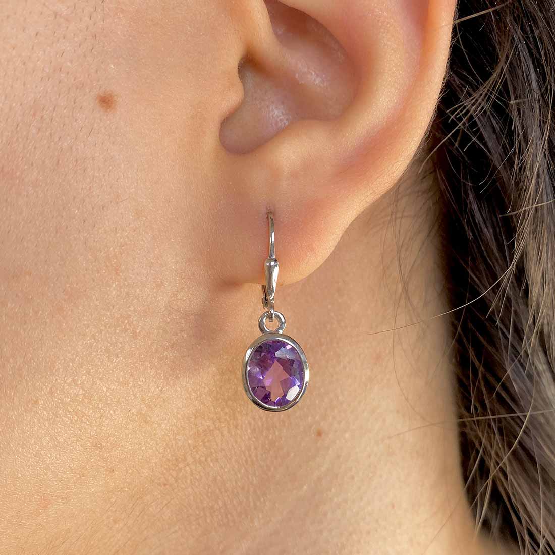 Premium Amethyst Leverback Earrings - Elegant Purple Gemstone Jewelry