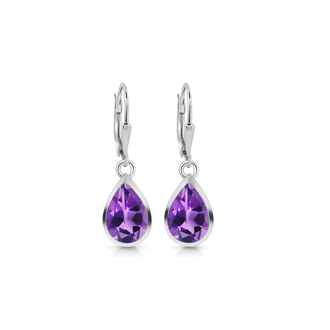 Premium Amethyst Leverback Earrings - Timeless Elegance (AMT-SE-707)