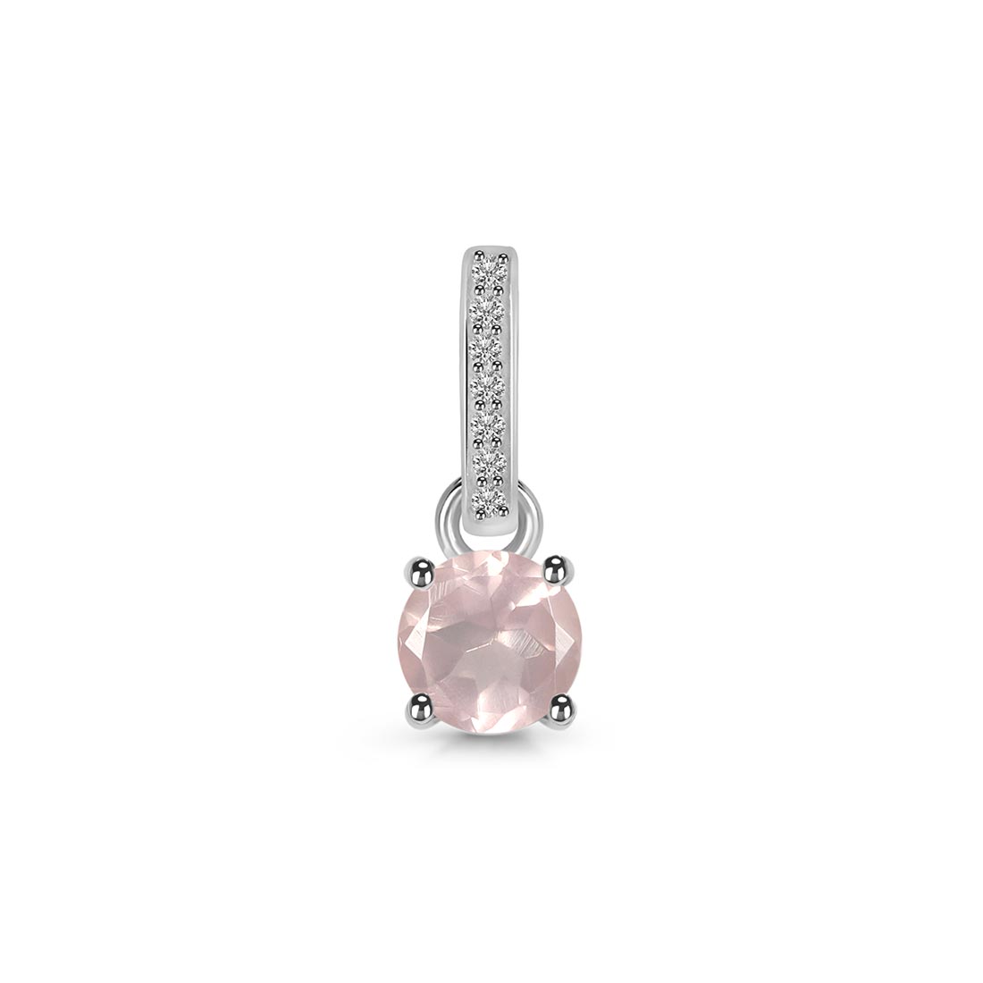 Premium Rose Quartz & White Topaz Pendant - Elegant Love Jewelry (RSQ-SP-543)