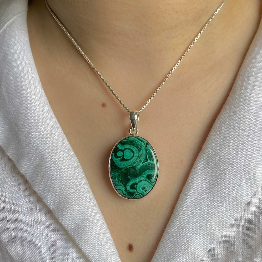 Premium Malachite Statement Pendant - Elegant Oval Design (MLC-P-17)