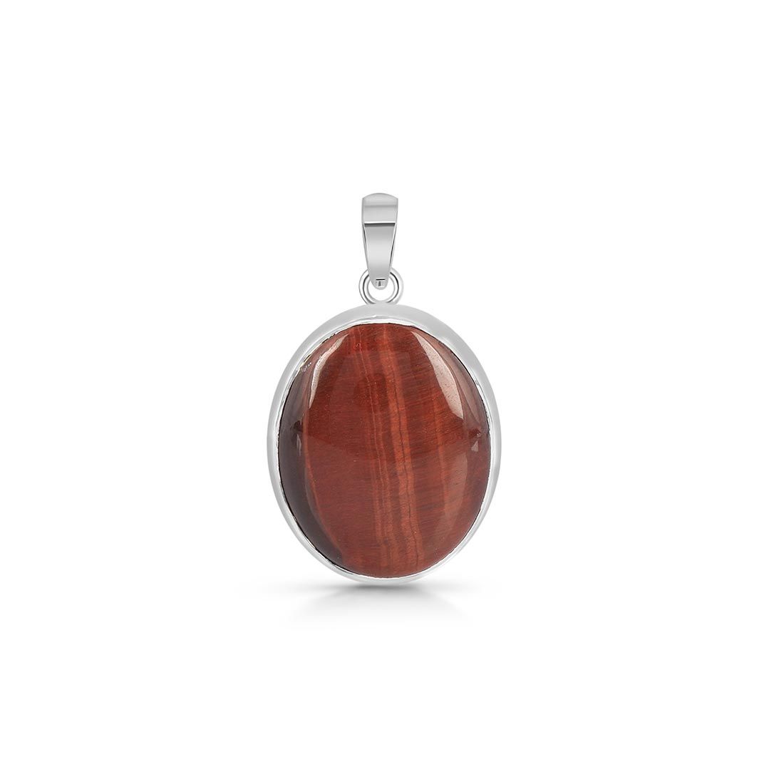 Premium Red Tiger Eye Pendant - Sterling Silver Statement Piece