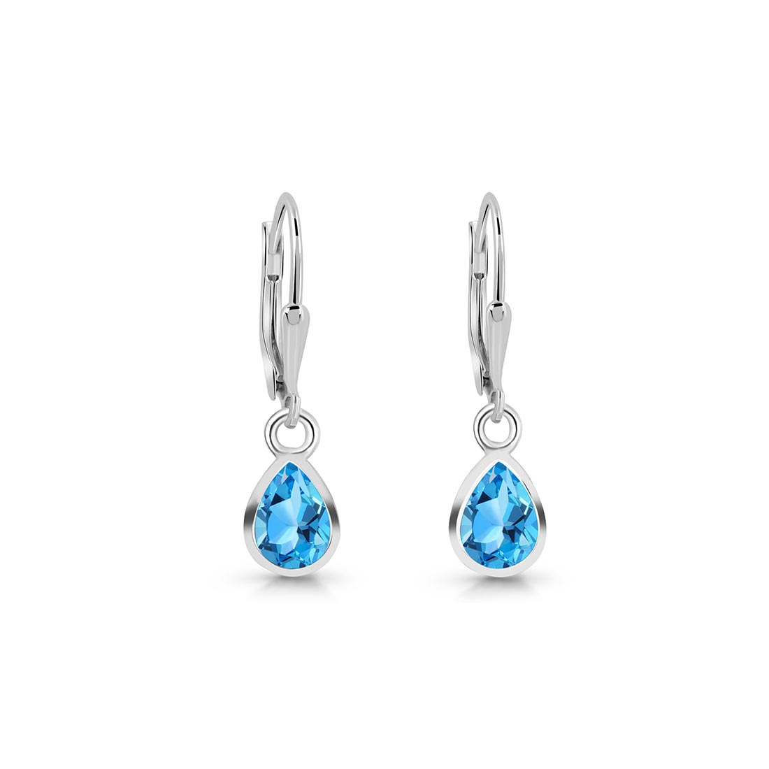 Premium Swiss Blue Topaz Leverback Earrings - Ultimate Elegance