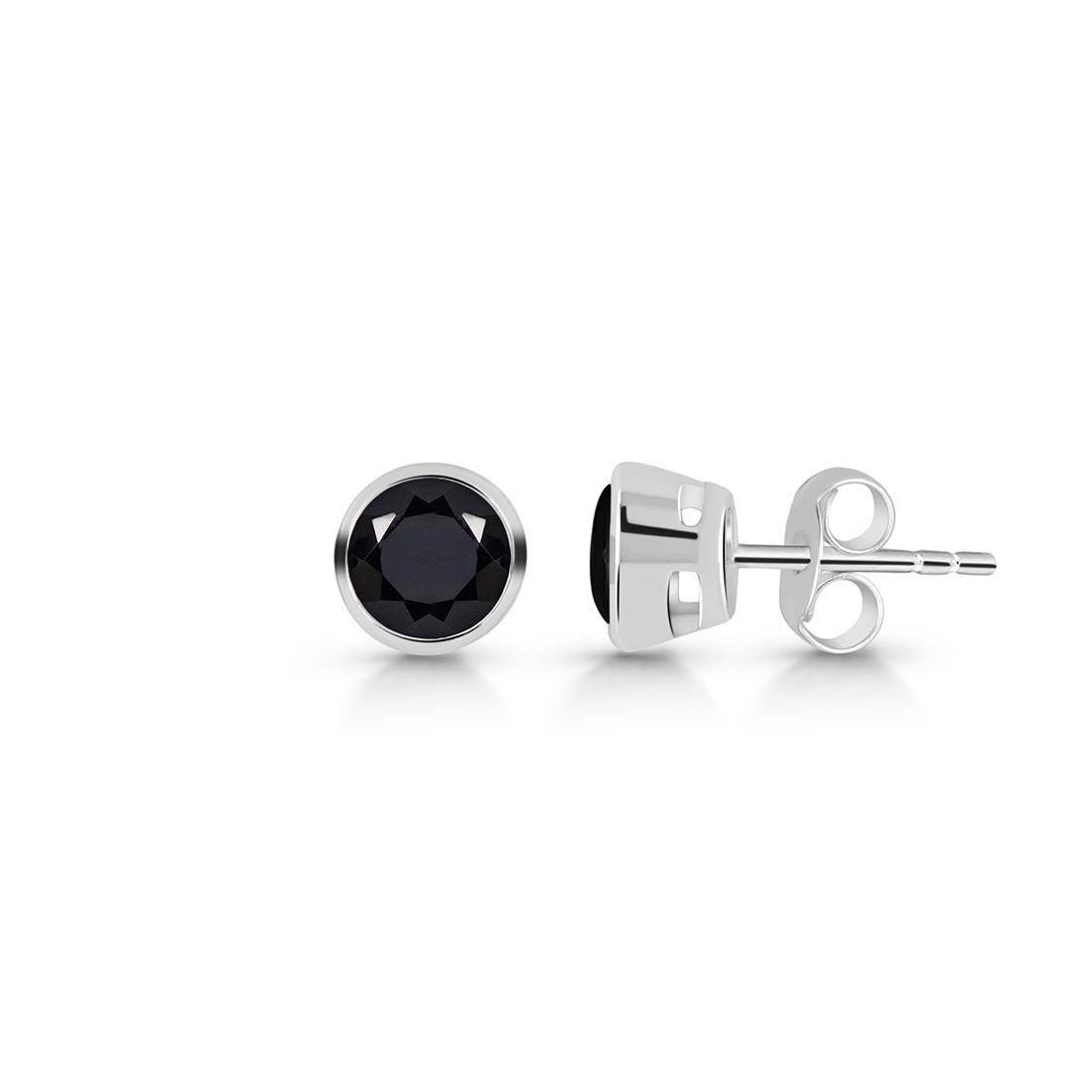 Premium Black Tourmaline Stud Earrings - 925 Sterling Silver (BLS-SE-1425)