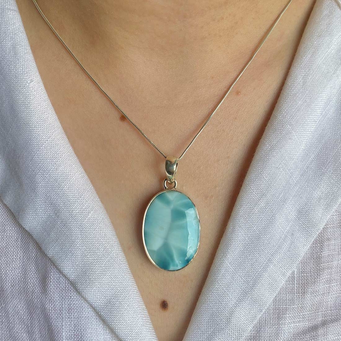 Premium Larimar Healing Pendant - LAR-P-5