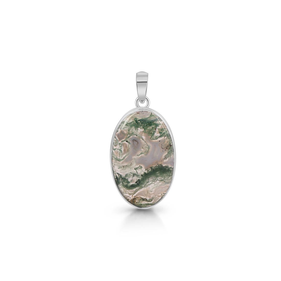 Premium Moss Agate Pendant - Elegant Nature-Inspired Jewelry