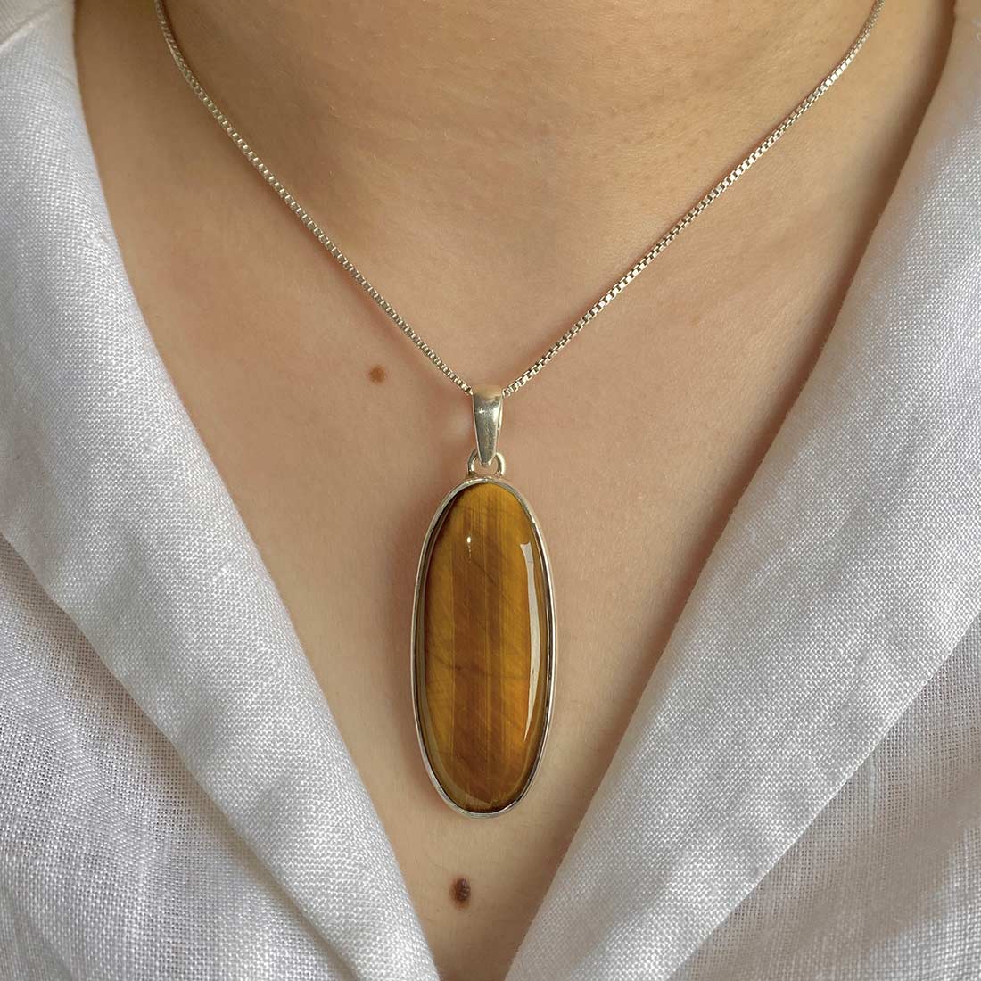 Premium Tiger Eye Statement Pendant - 925 Sterling Silver