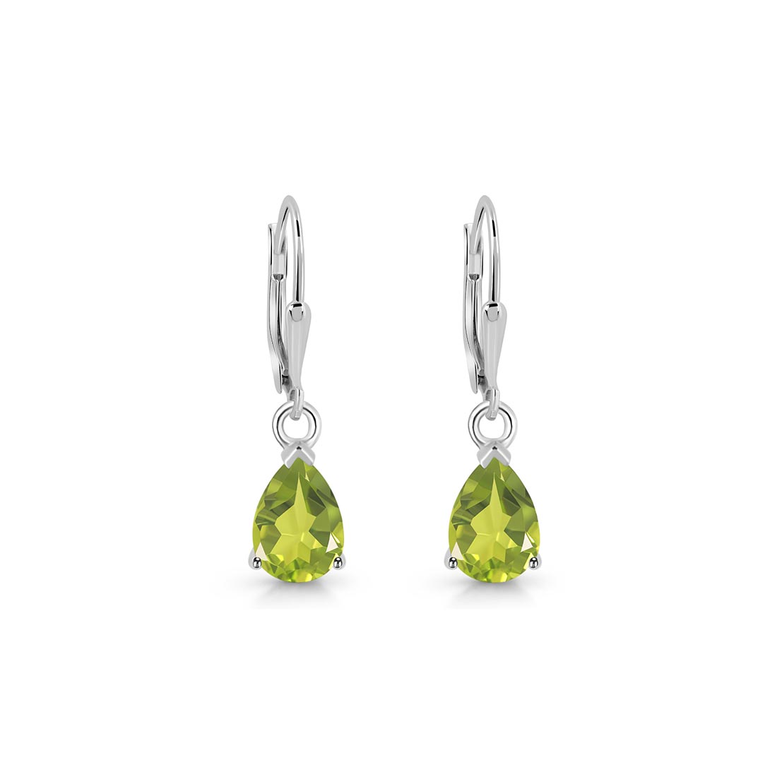 Premium Peridot Leverback Earrings - Vibrant Green Elegance