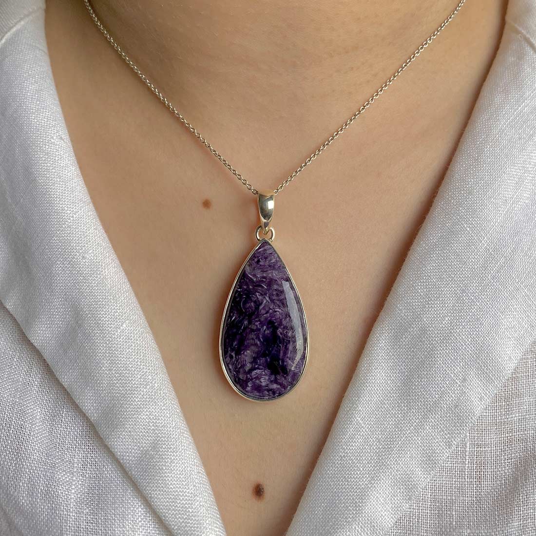 Premium Charoite Pendant - CHR-P-31 | Elegant Purple Stone Jewelry