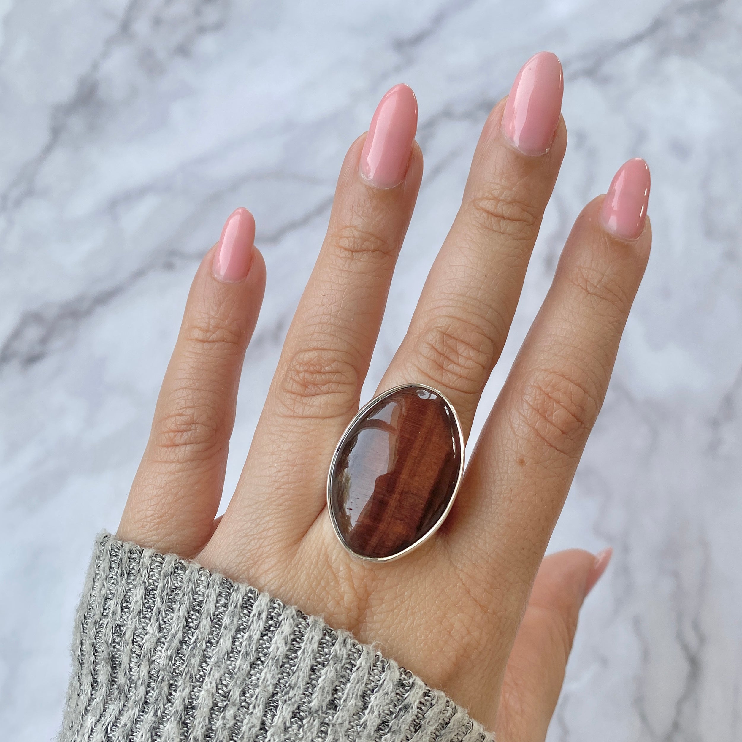 Premium Red Tiger Eye Adjustable Ring - Bold & Authentic (RTE-R-24)