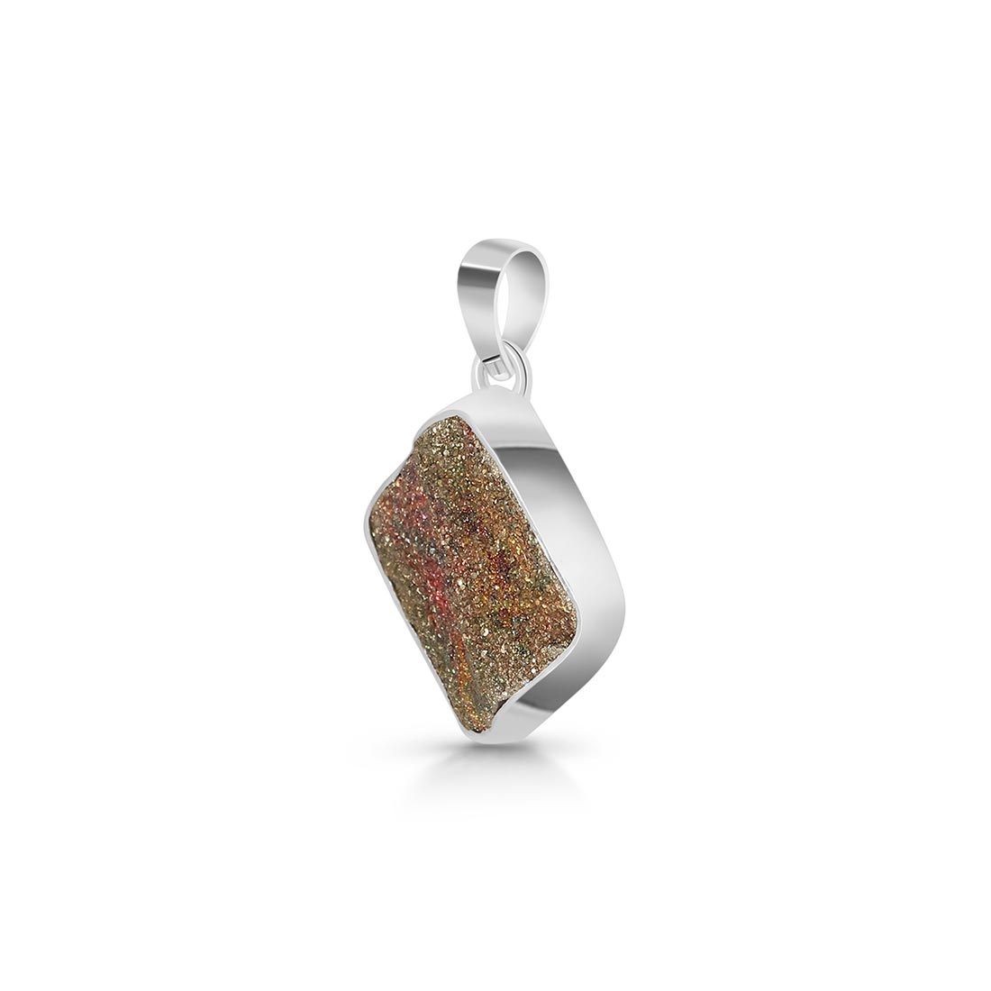 Premium Spectropyrite Druzy Pendant - Elegant Silver Jewelry (SPD-P-14)