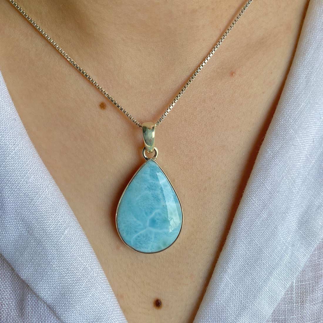 Premium Larimar Healing Pendant - LAR-P-39