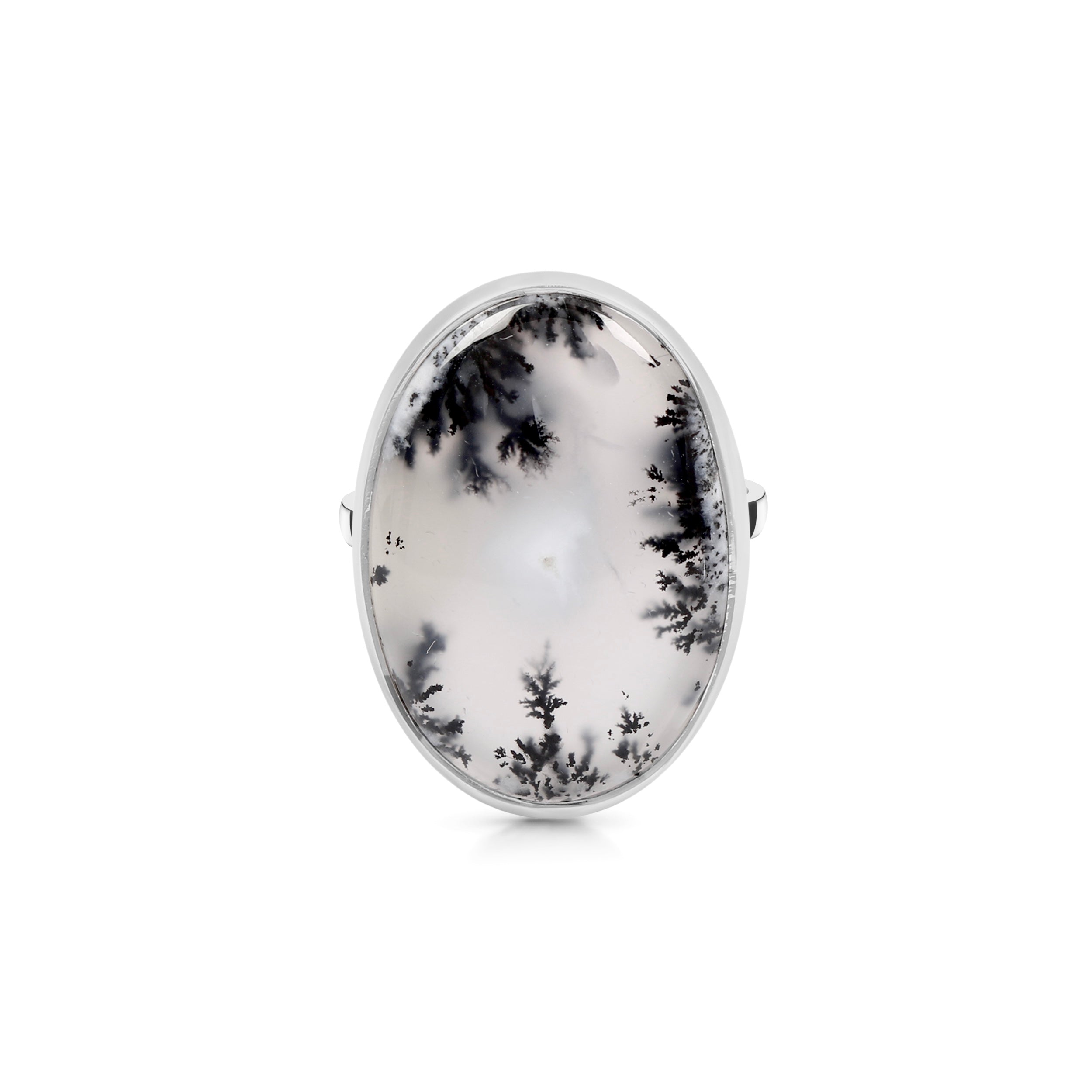 Premium Dendritic Agate Statement Ring - Sterling Silver (DDA-R-21)